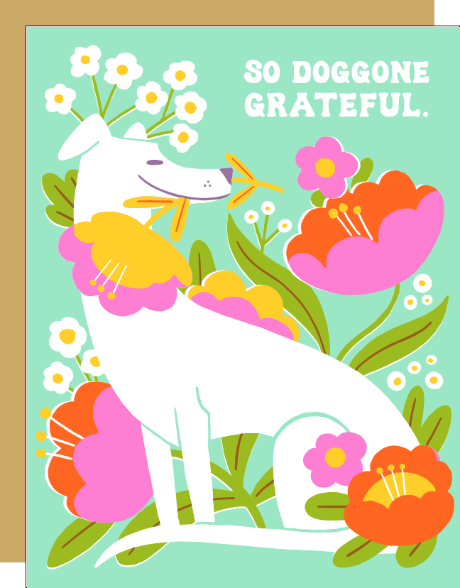Doggone Grateful Dog Thanks Letterpress Greeting Card