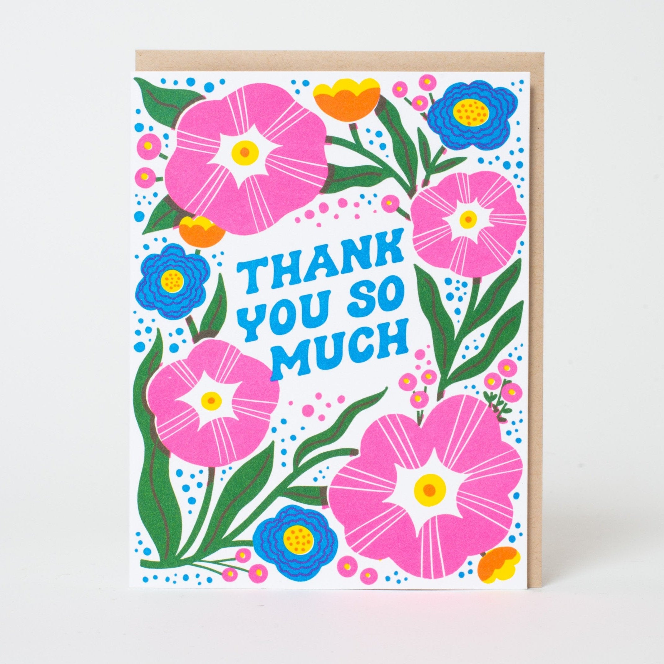 Thanks So Much Flowers Letterpress Greeting Card