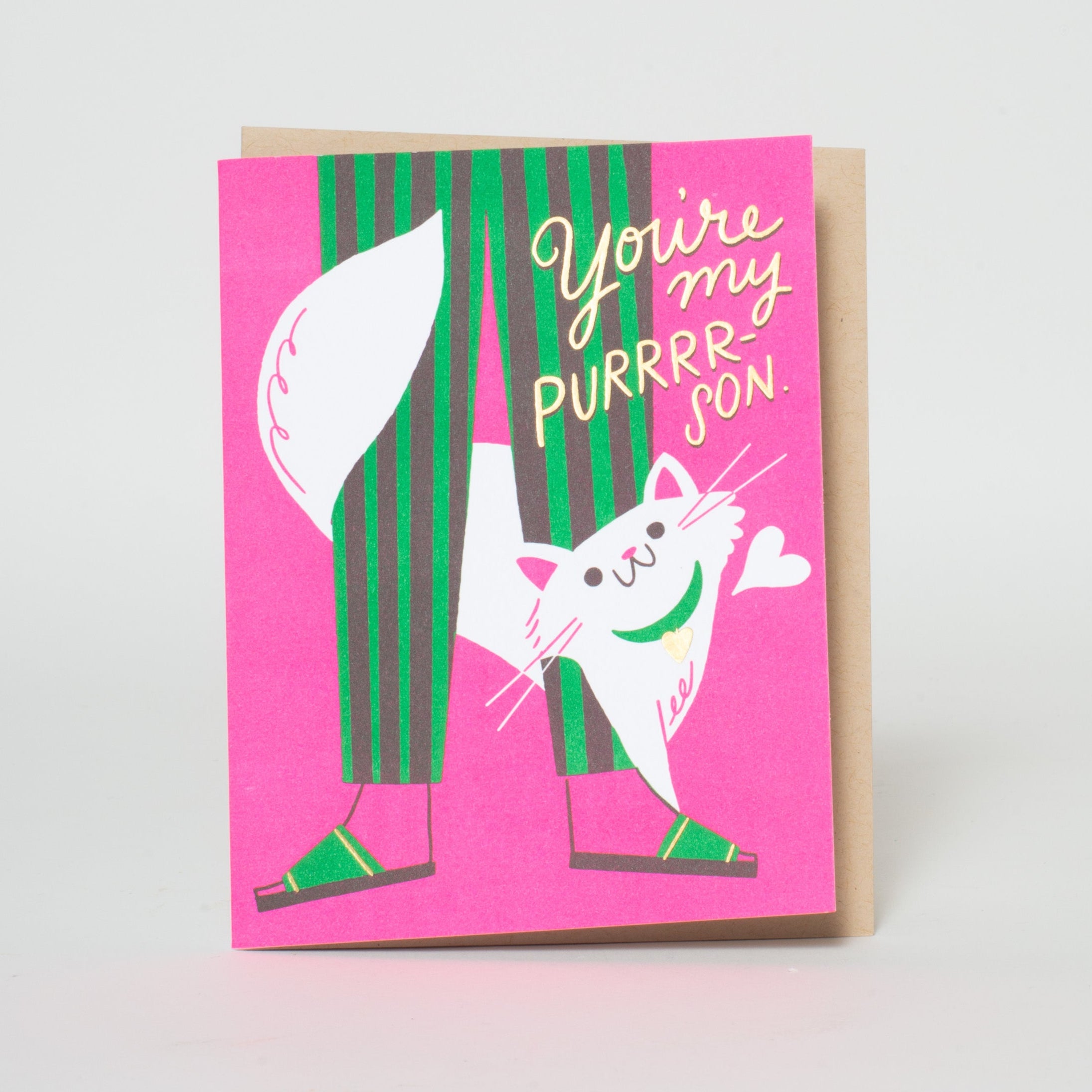 Punny Cat Purrr-son Love Letterpress Greeting Card