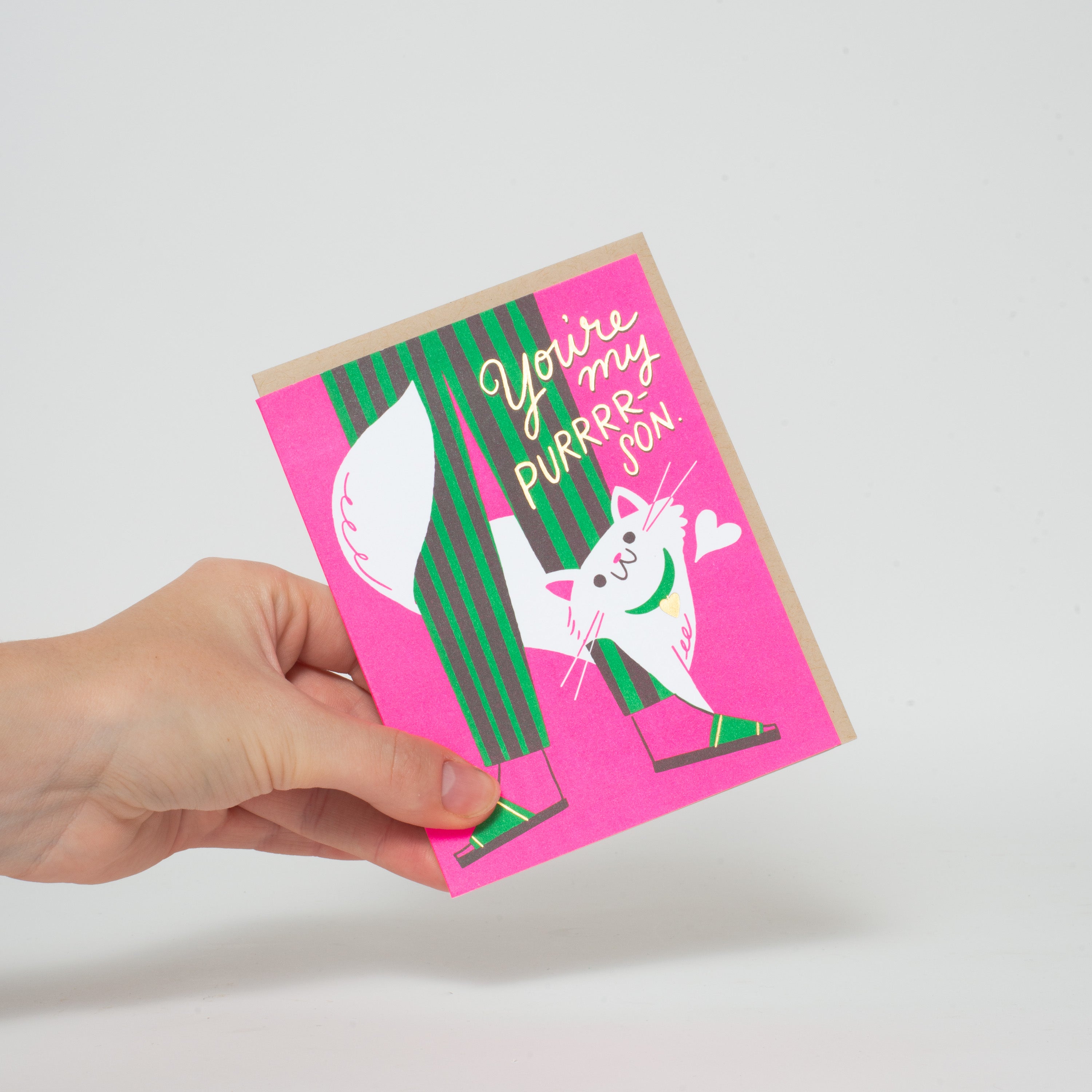 Punny Cat Purrr-son Love Letterpress Greeting Card