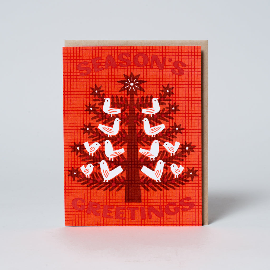 Holiday Doves Letterpress Greeting Card