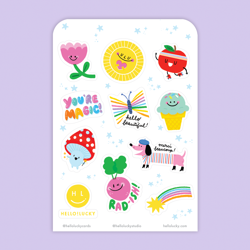 Card & Sticker Sheet Set - Unicorn Bday