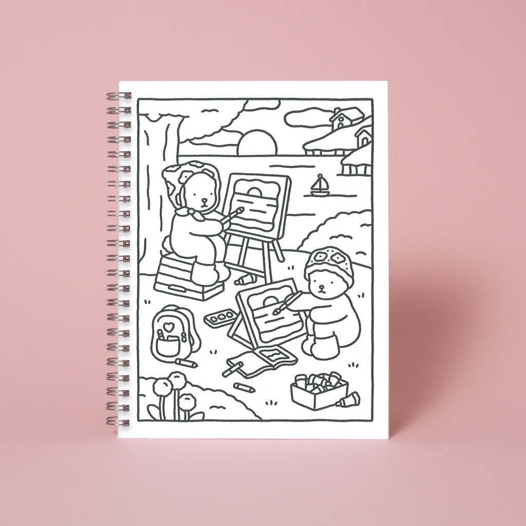 6 x 8" Spiral Blank Notebook - Seaside Coloring Scene Cover