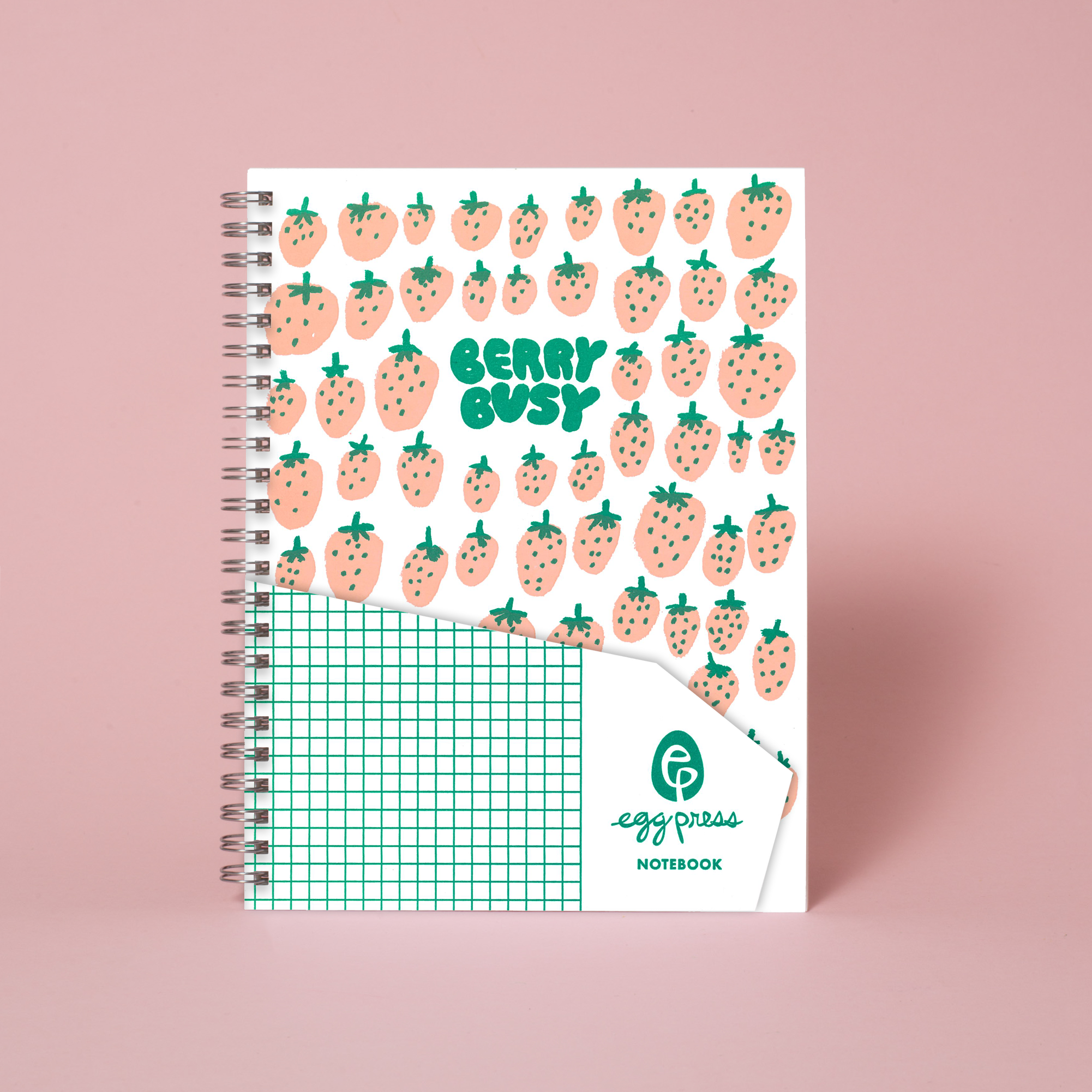 6 x 8" Spiral Blank Notebook - Berry Busy Strawberry