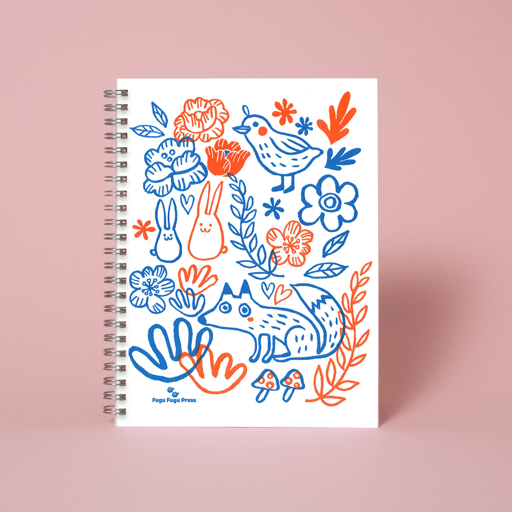 6 x 8" Spiral Blank Notebook - Fox Garden