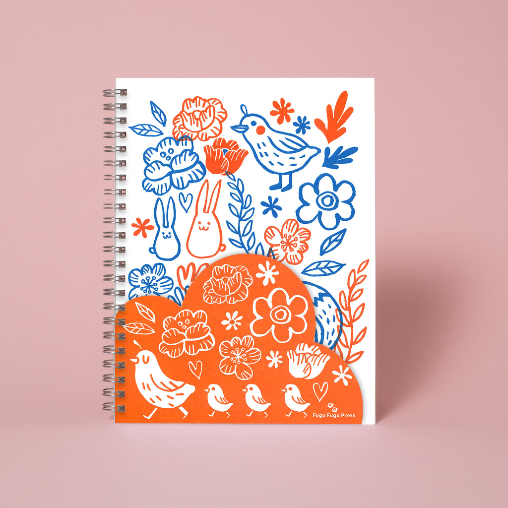 6 x 8" Spiral Blank Notebook - Fox Garden