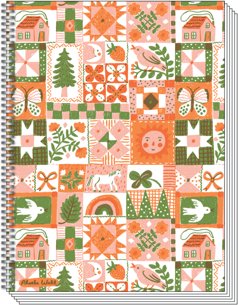 Folk Quilt 6x8" Spiral Notebook Blank
