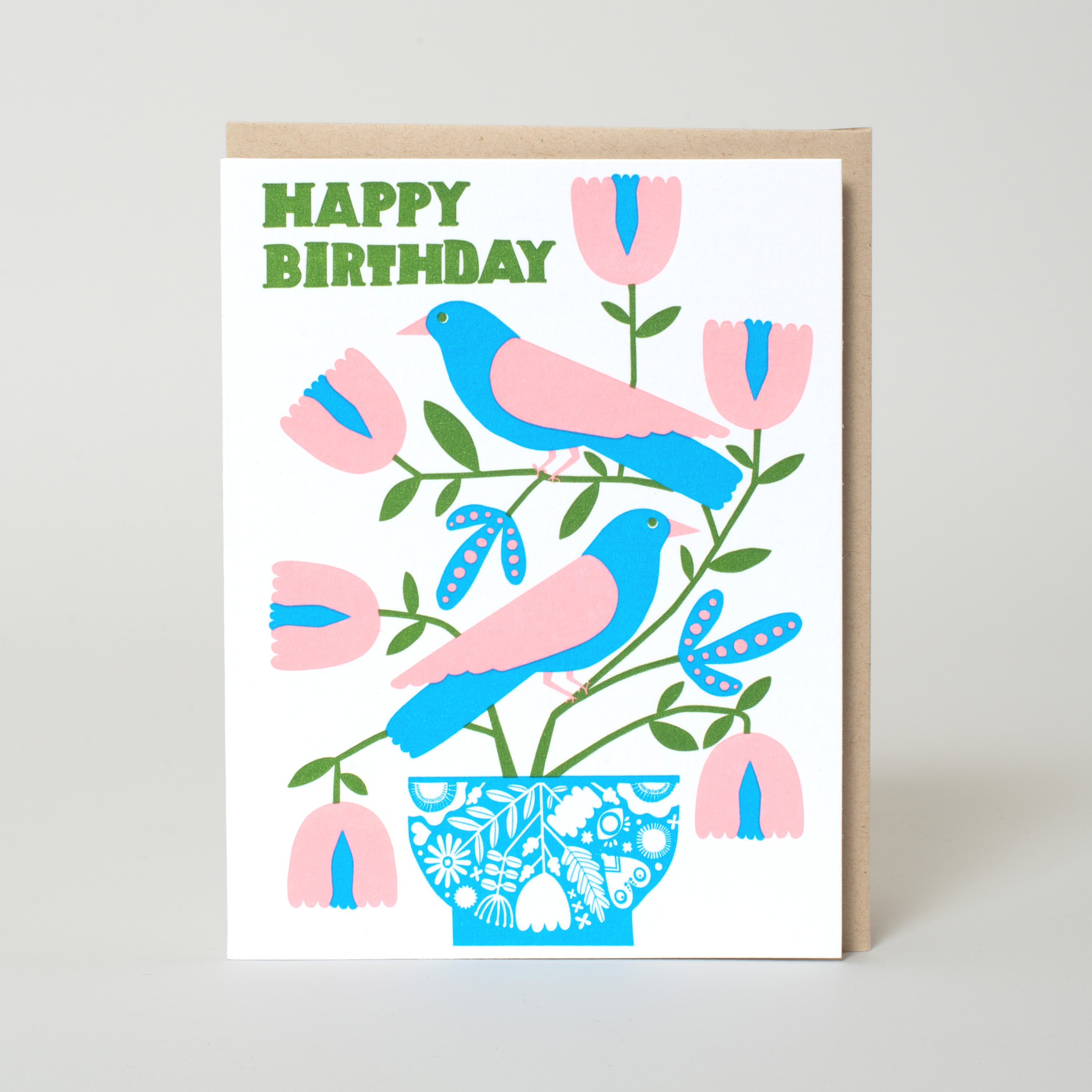 Nordic Bird Birthday Letterpress Greeting Card