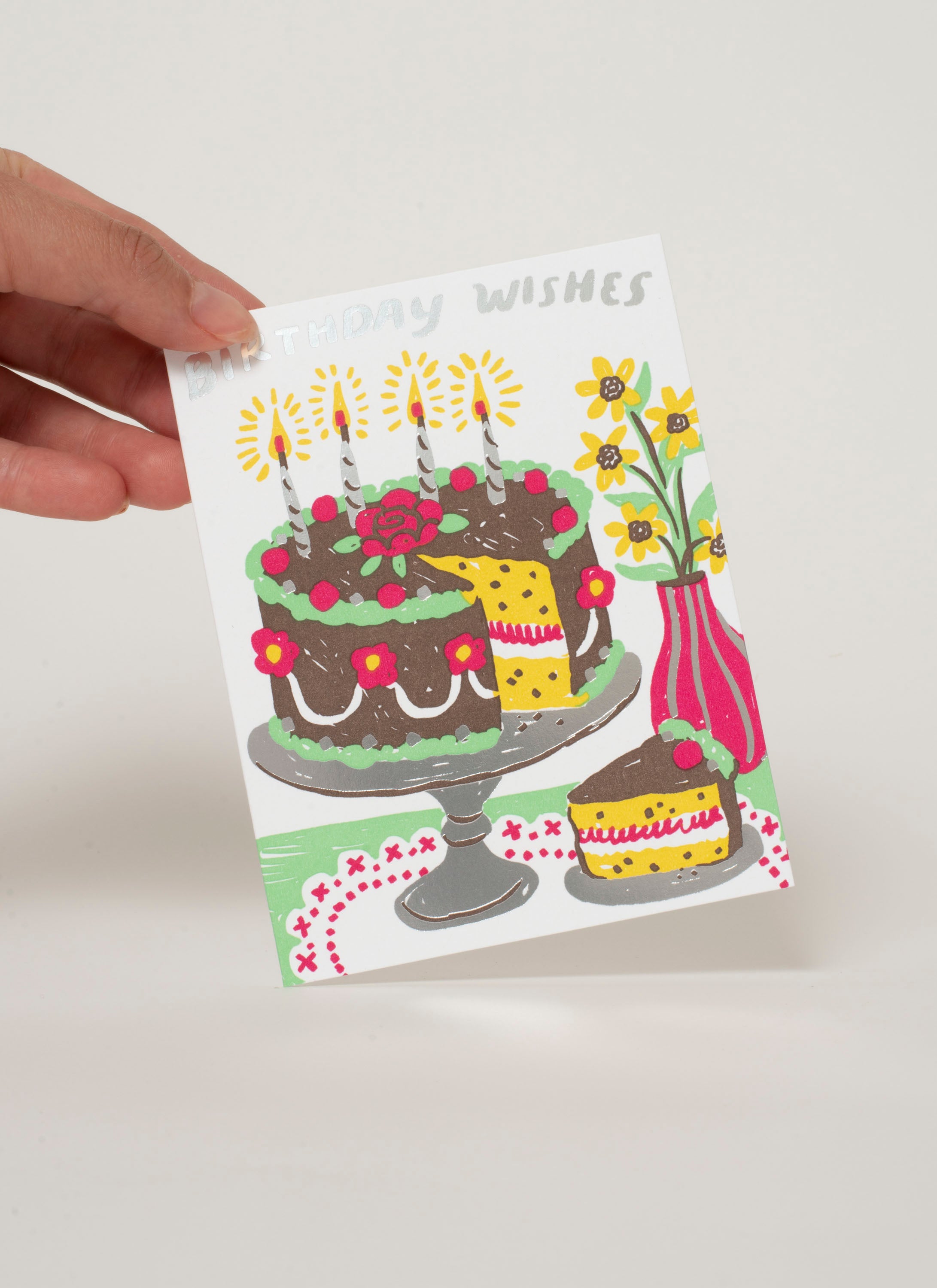 Birthday Cake Wishes Letterpress Greeting Card