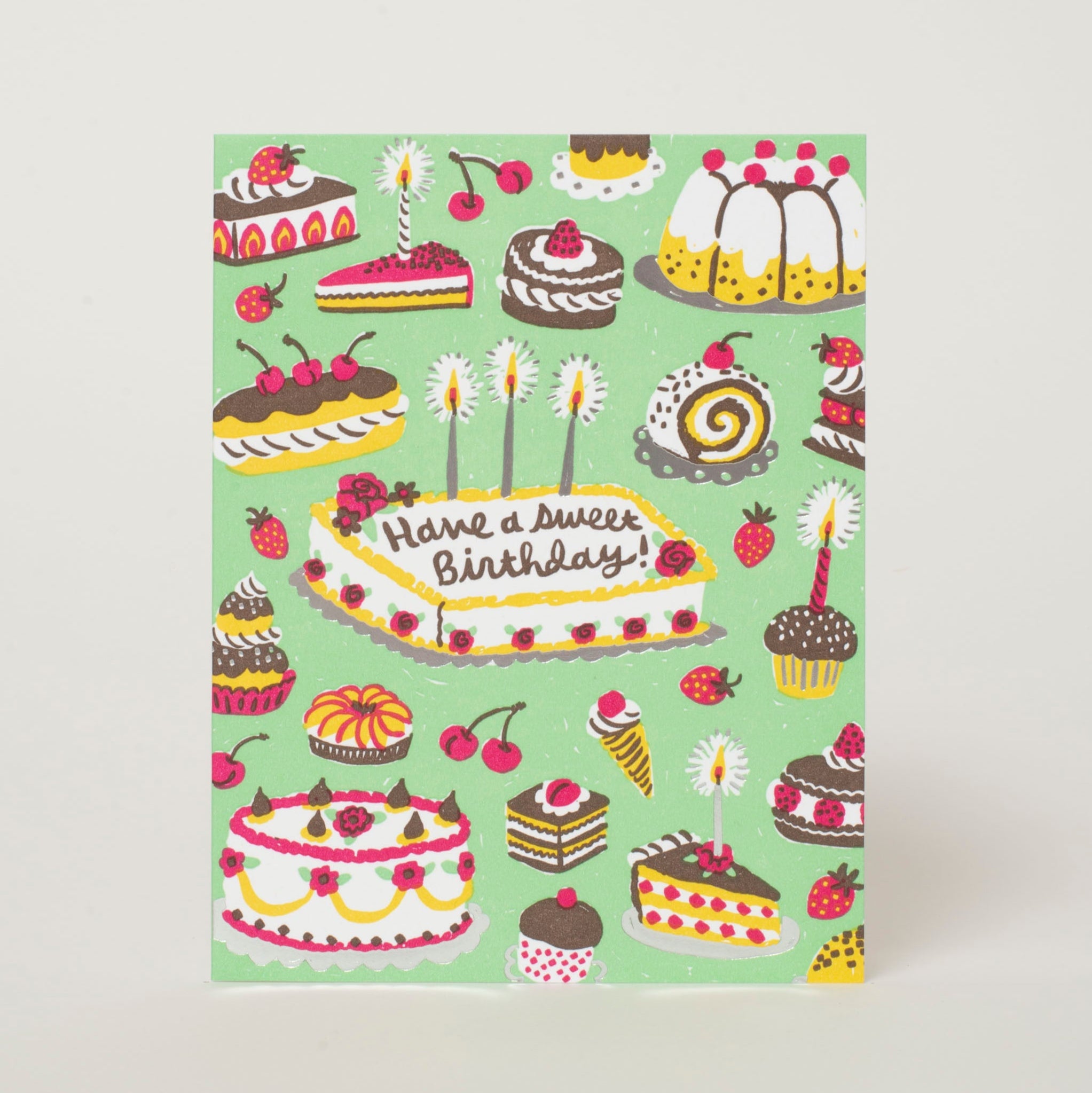 Birthday Sweets Cake Letterpress Greeting Card