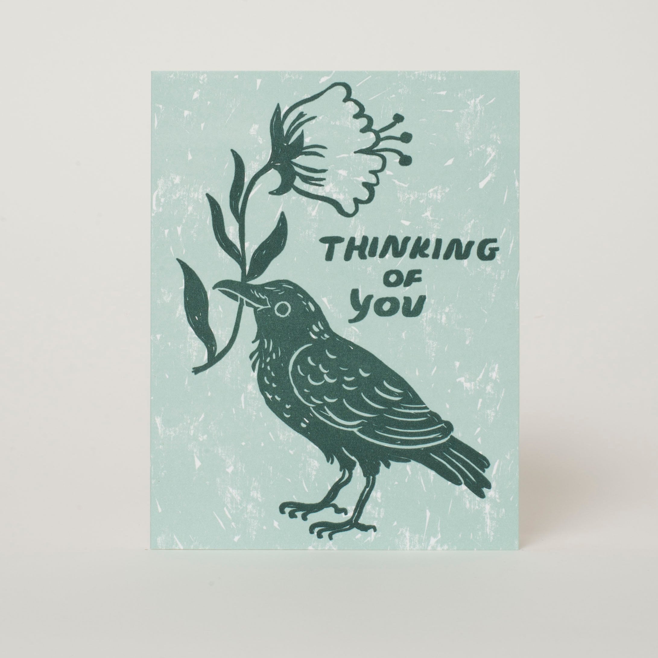 Thinking of You Crow Letterpress Greeting Card