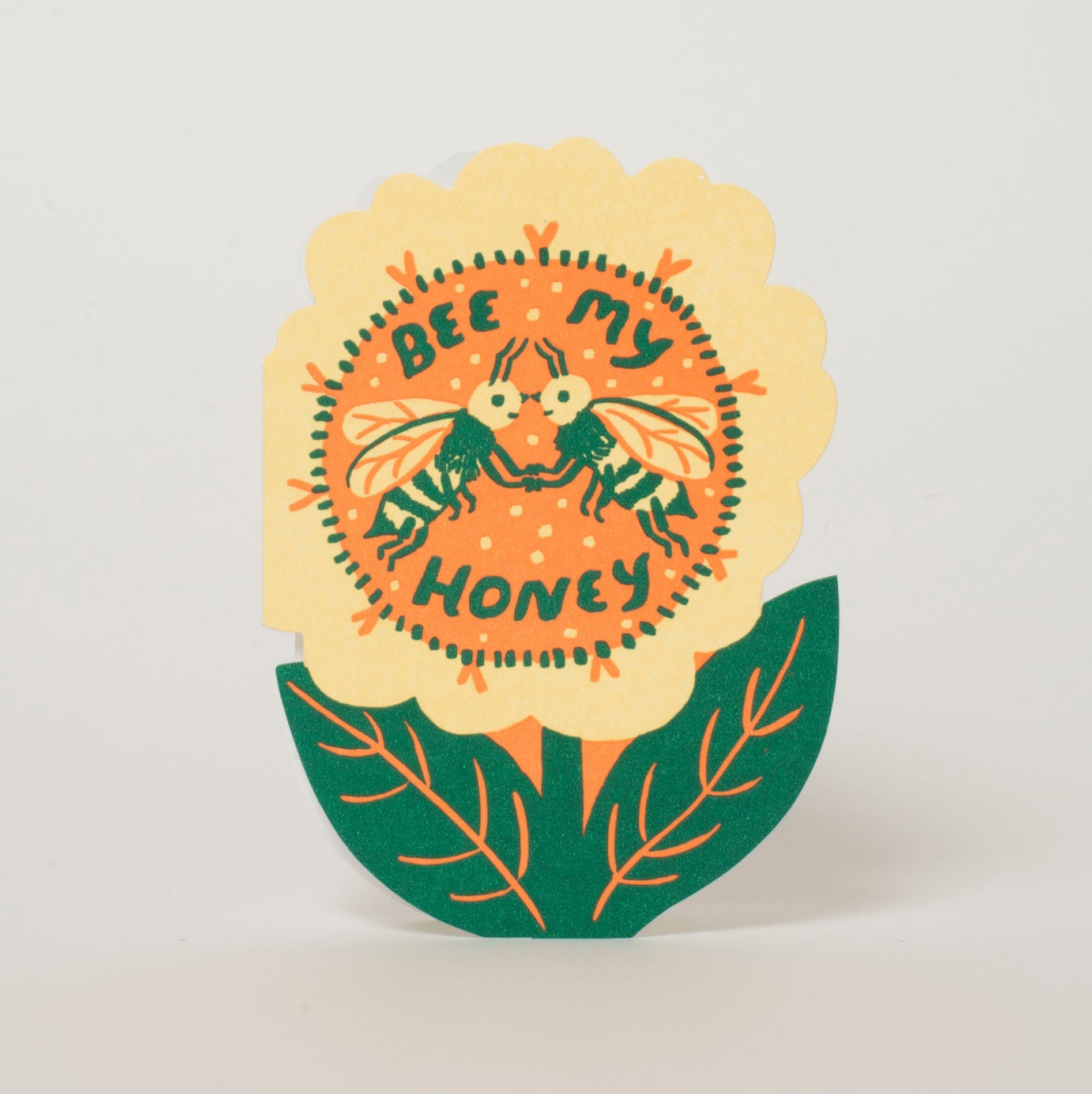 Bee Love Flower Shaped Letterpress Greeting Card