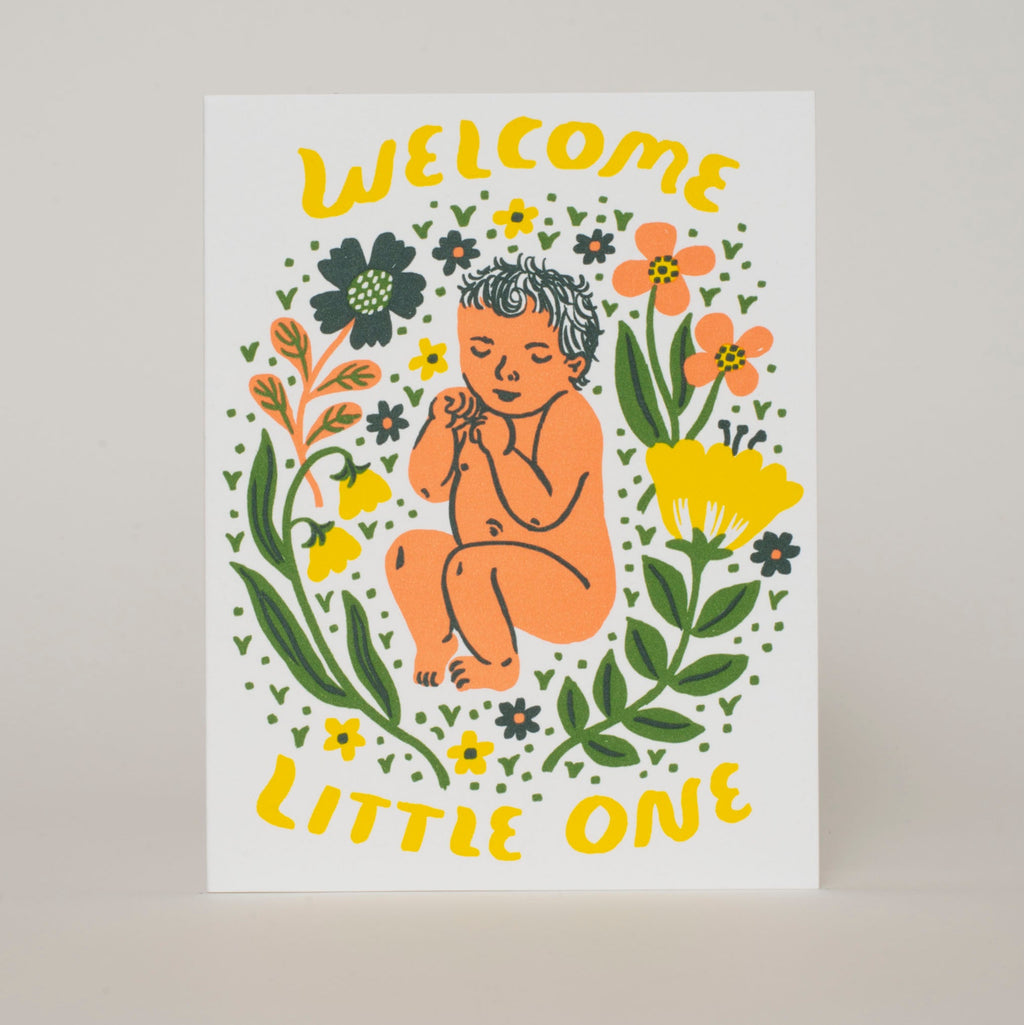 Welcome Little One Baby Letterpress Greeting Card [yellow]