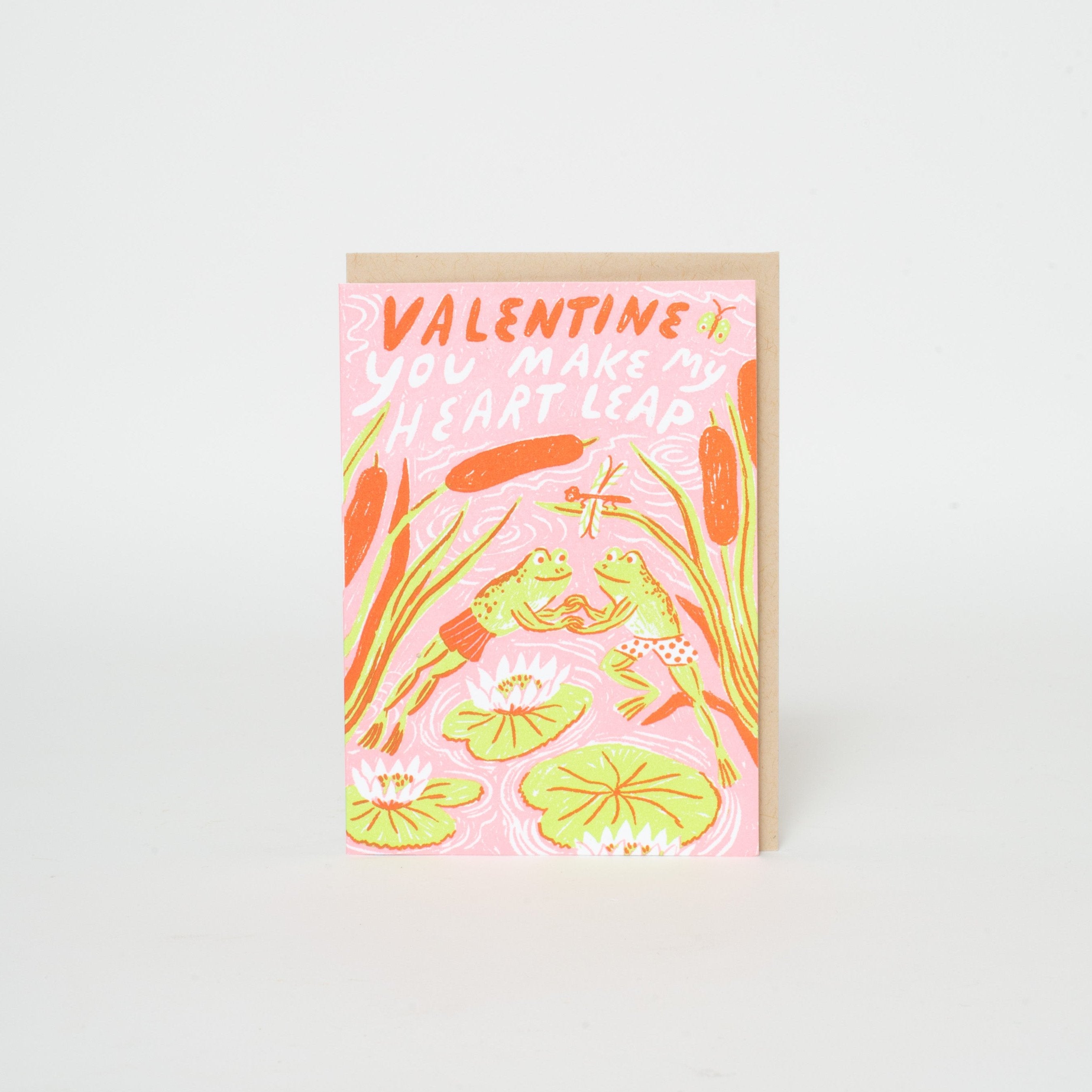 Frog Valentine Mini Letterpress Greeting Card by Phoebe Wahl