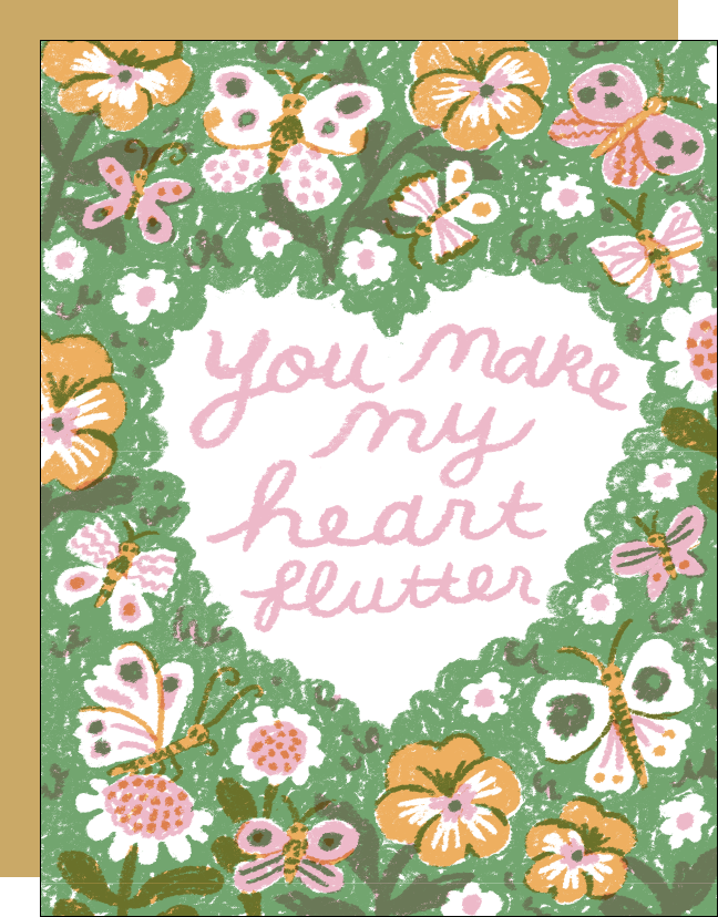 Heart Flutter Butterflies Letterpress Greeting Card
