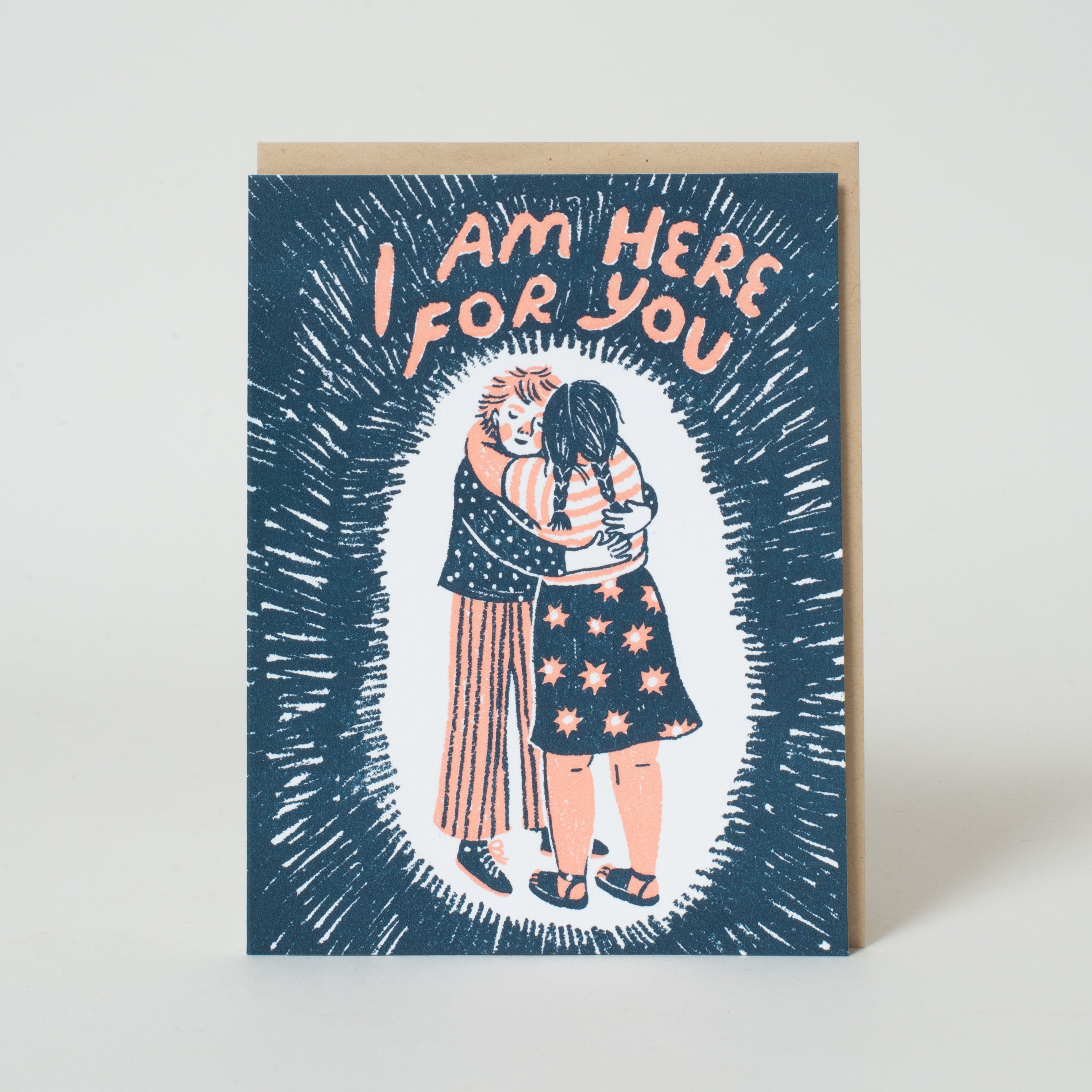 Here For You Hug Sympathy Letterpress Greeting Card