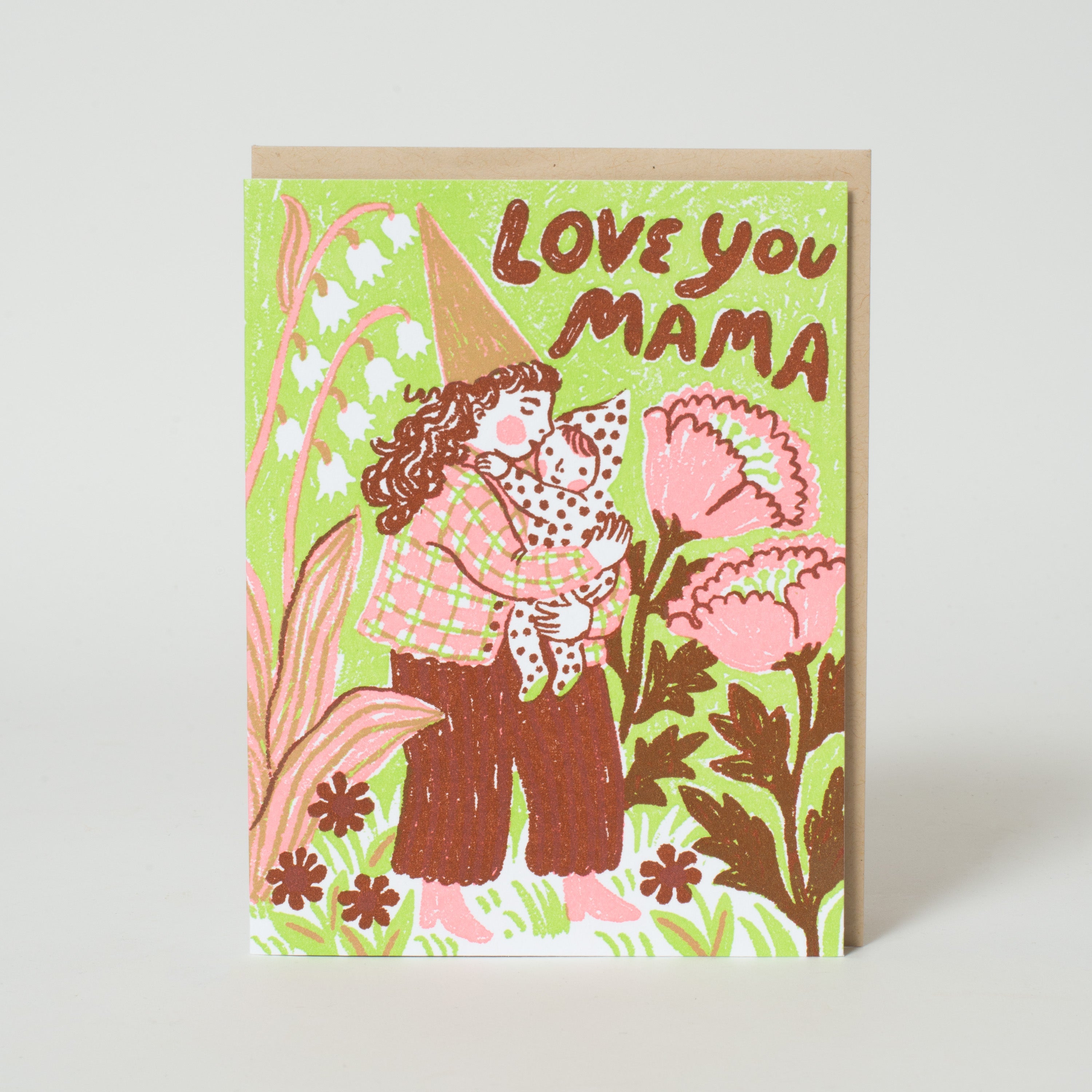 Love You Mama Gnome Letterpress Greeting Card