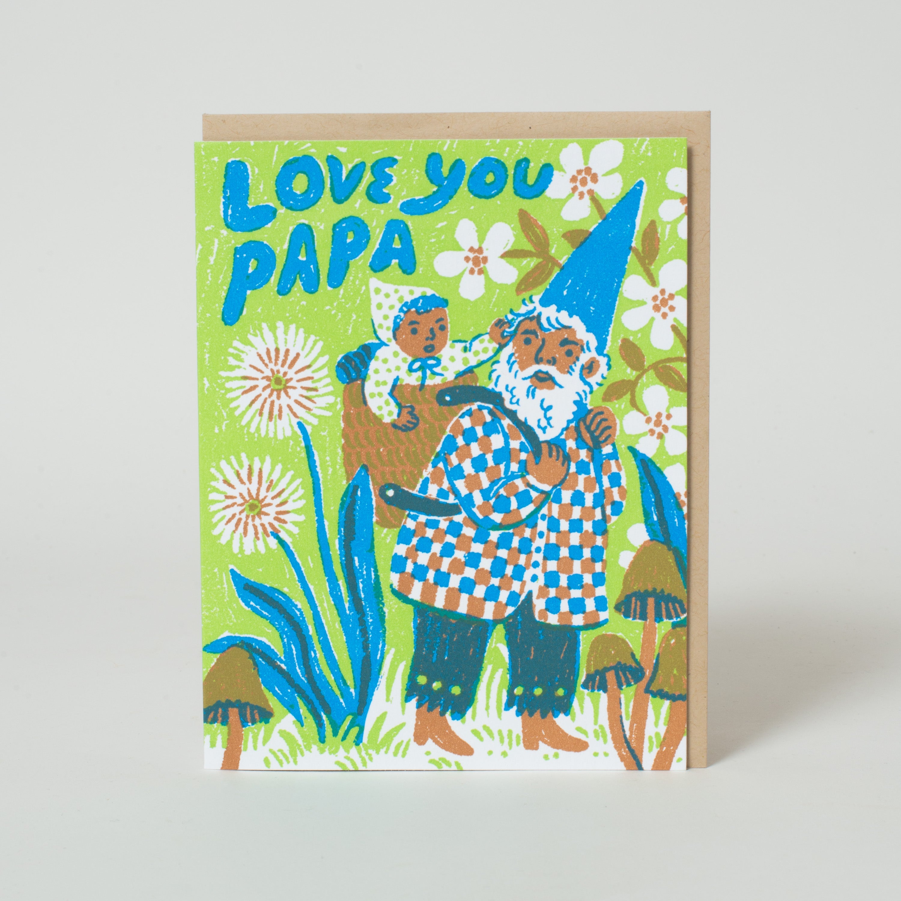 Love You Papa Gnome Letterpress Greeting Card