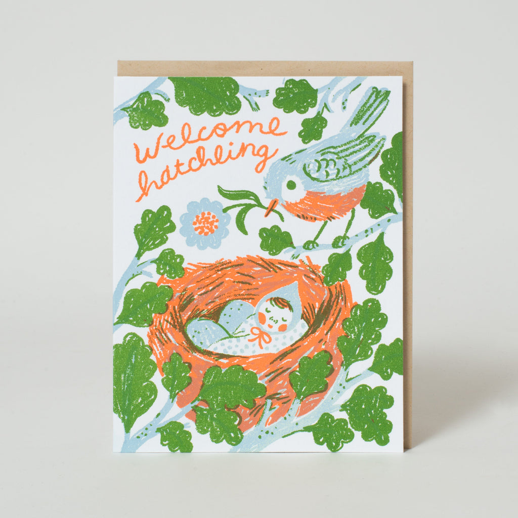 Welcome Hatchling Baby Congrats Letterpress Greeting Card