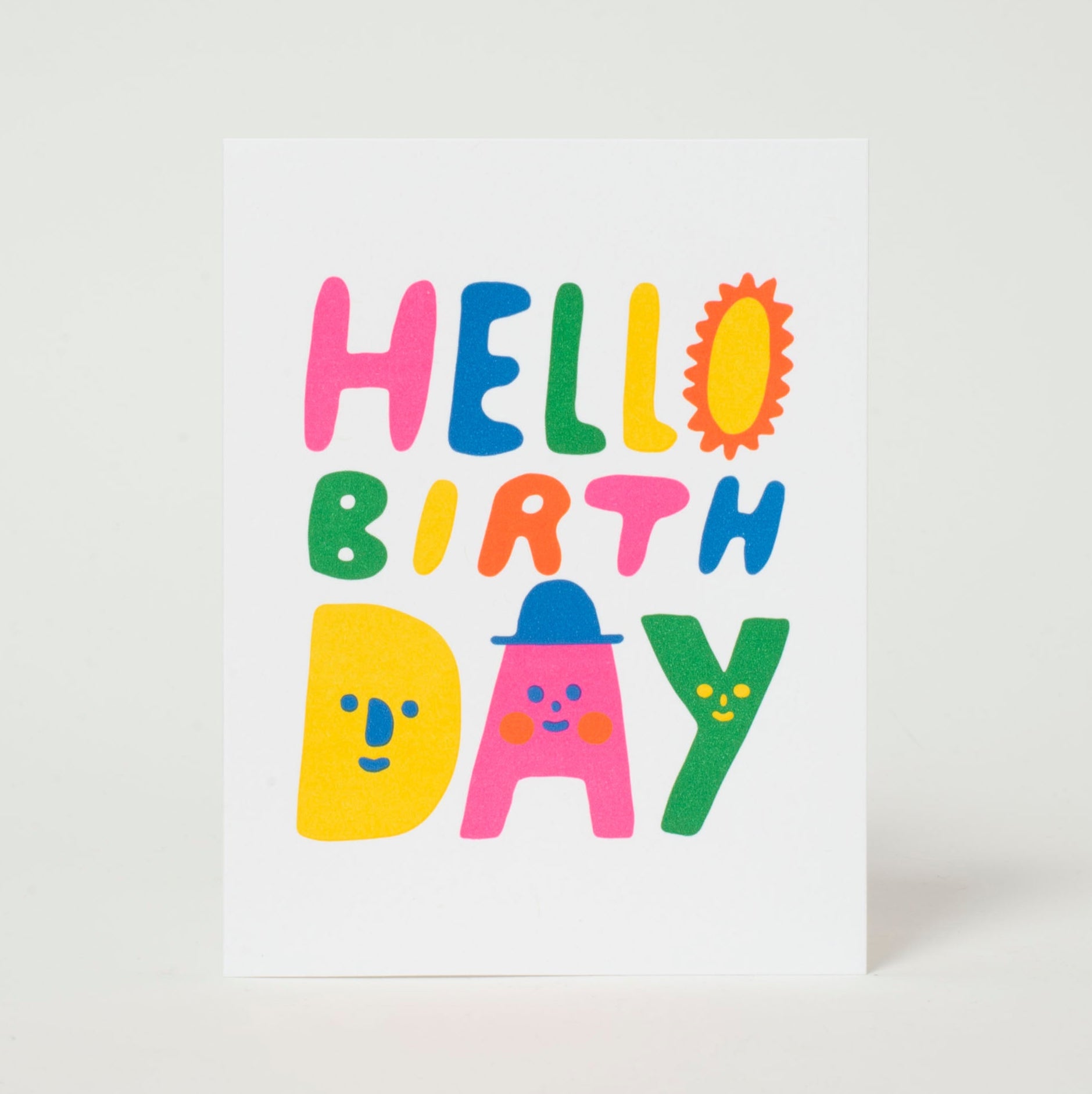 Hello Birthday Rainbow Letterpress Greeting Card