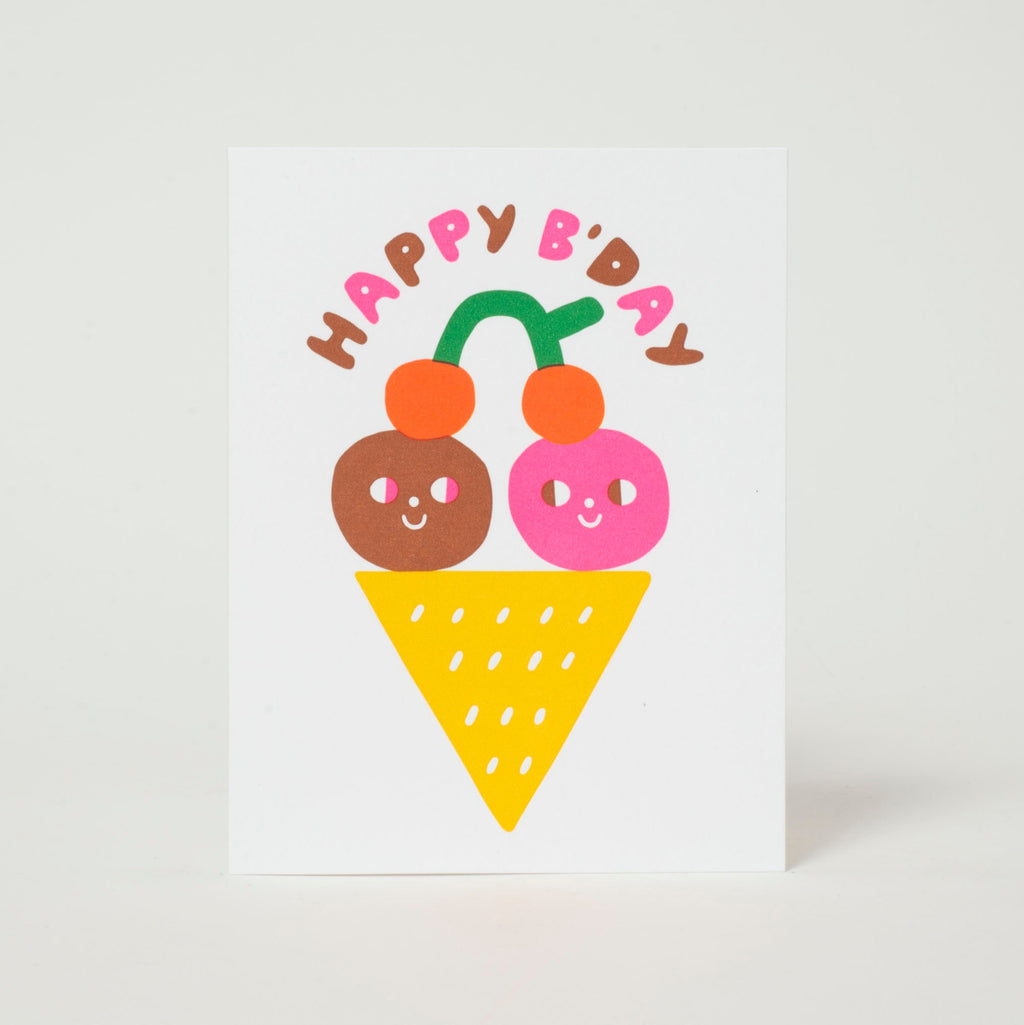 Ice Cream Birthday Letterpress Greeting Card