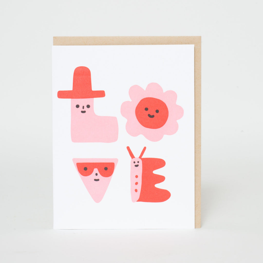 LOVE Characters Letterpress Greeting Card