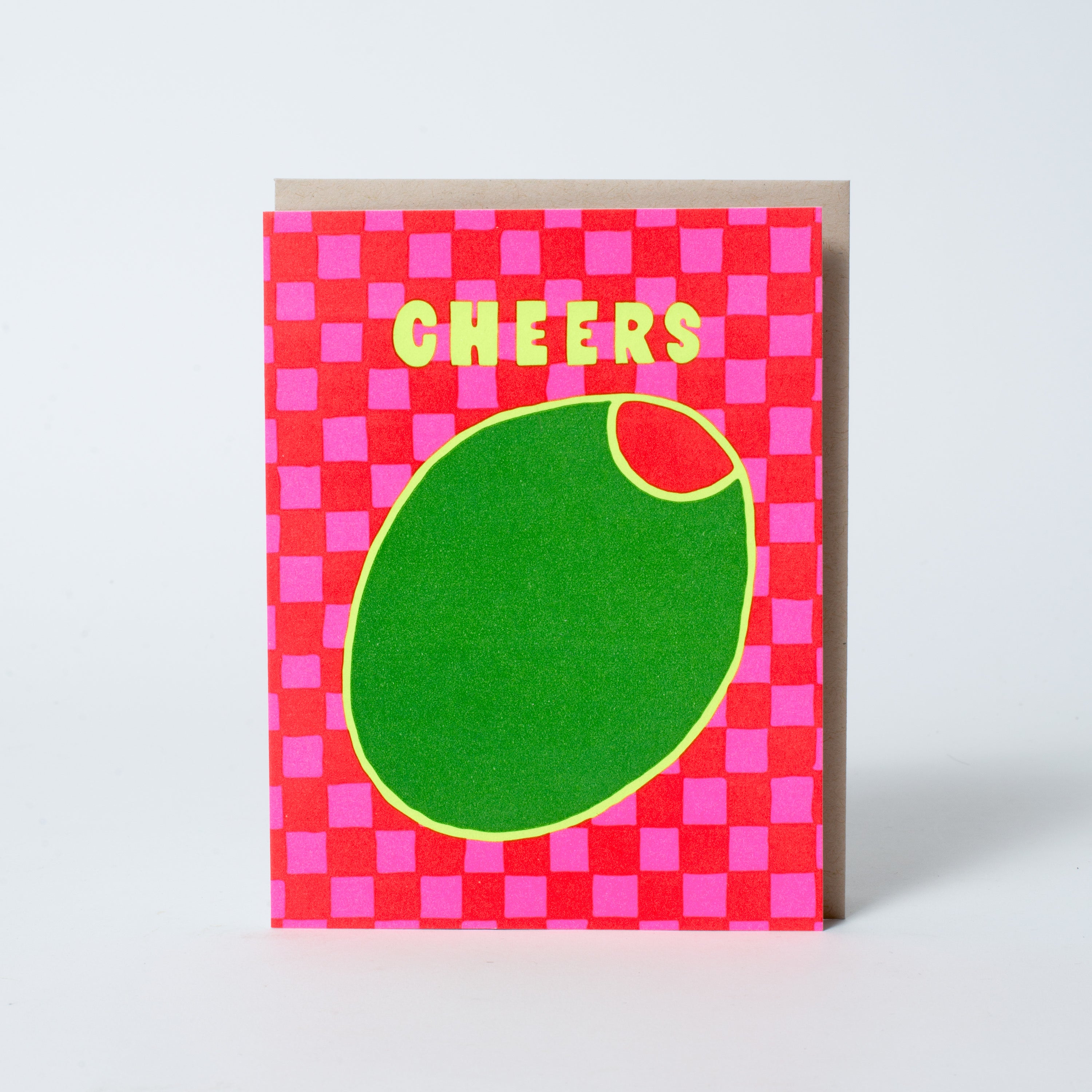Cheers Olive Holiday Letterpress Greeting Card