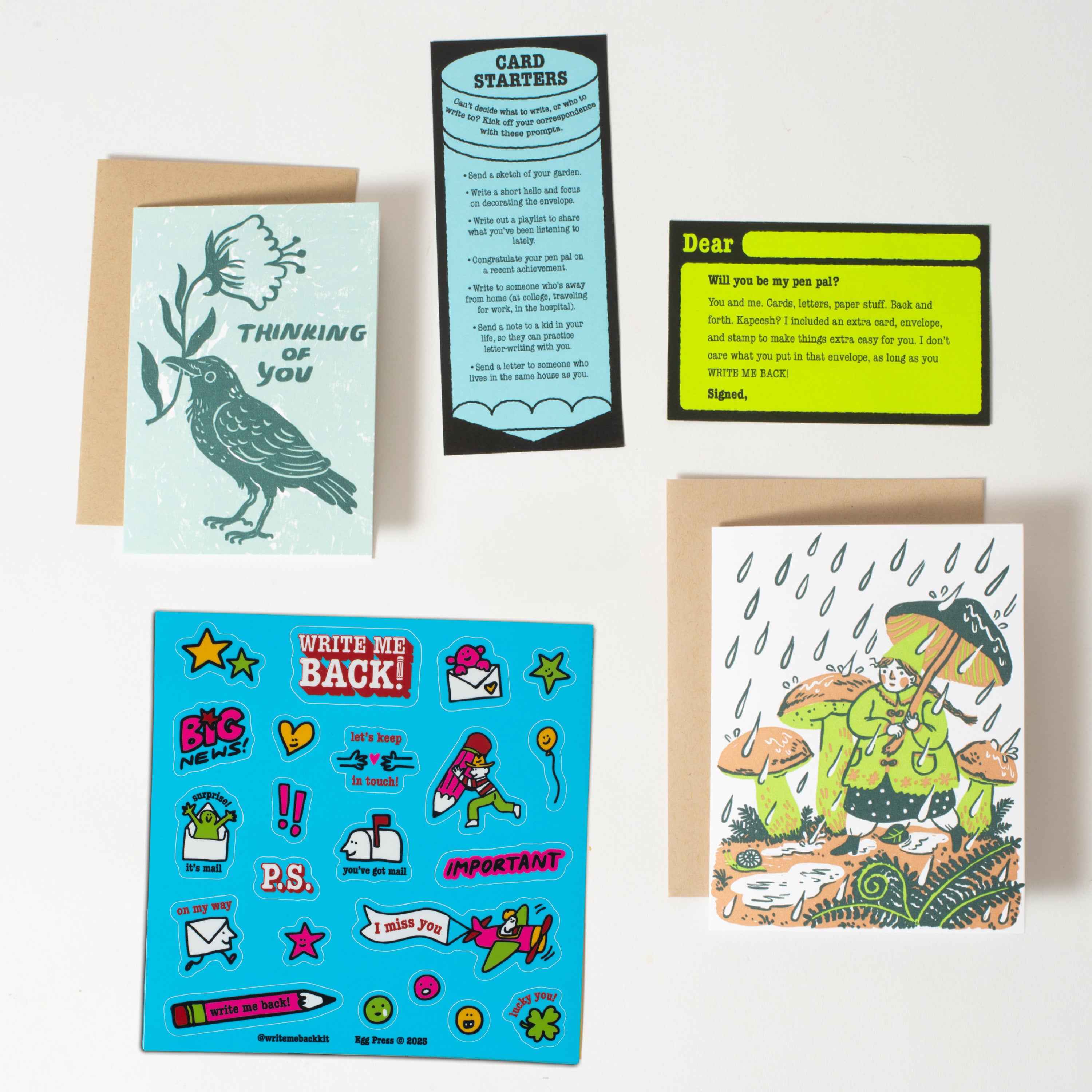 Write Me Back! Pen Pal Kit (Rain Walk + Crow)