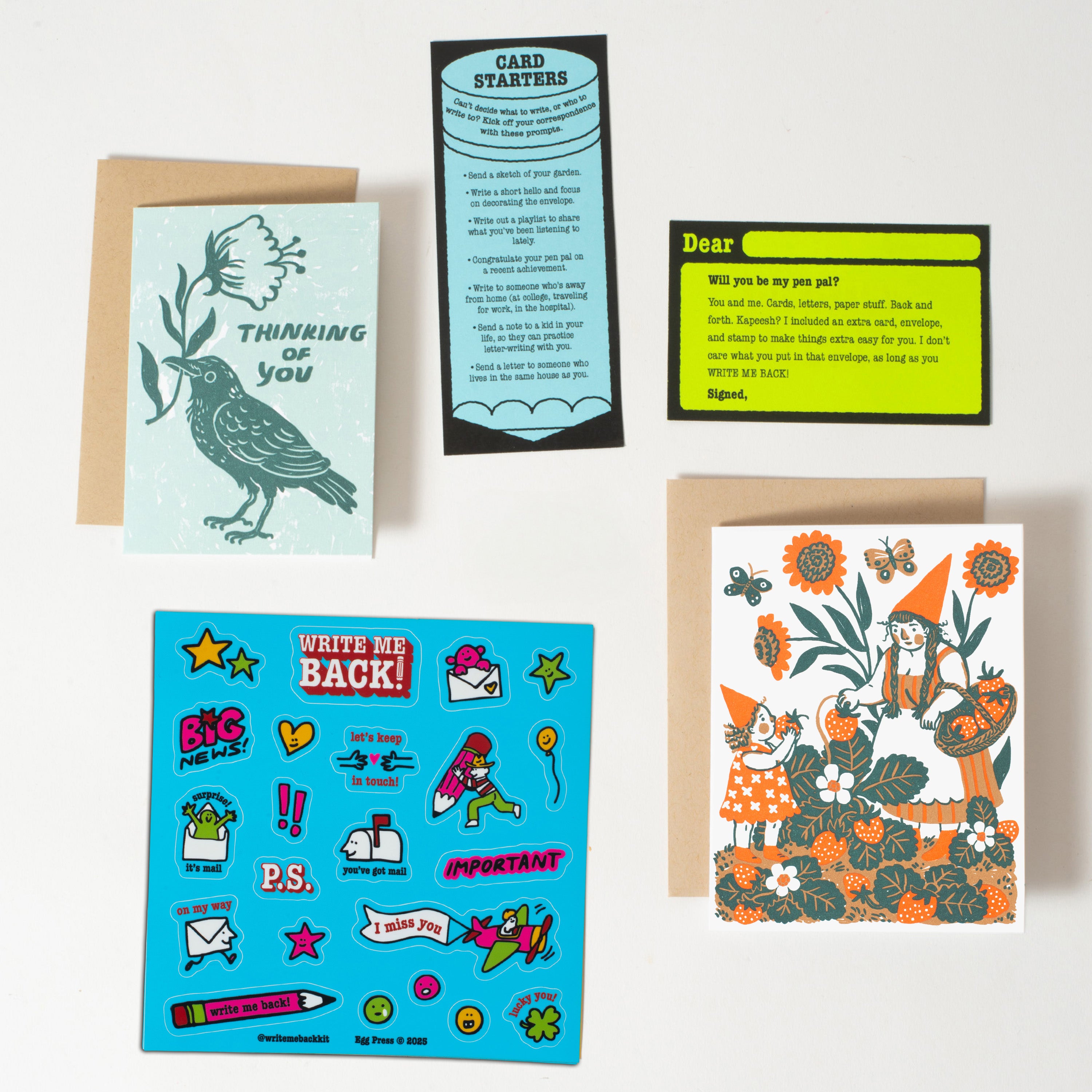 Write Me Back! Pen Pal Kit (Strawberry & Crow)