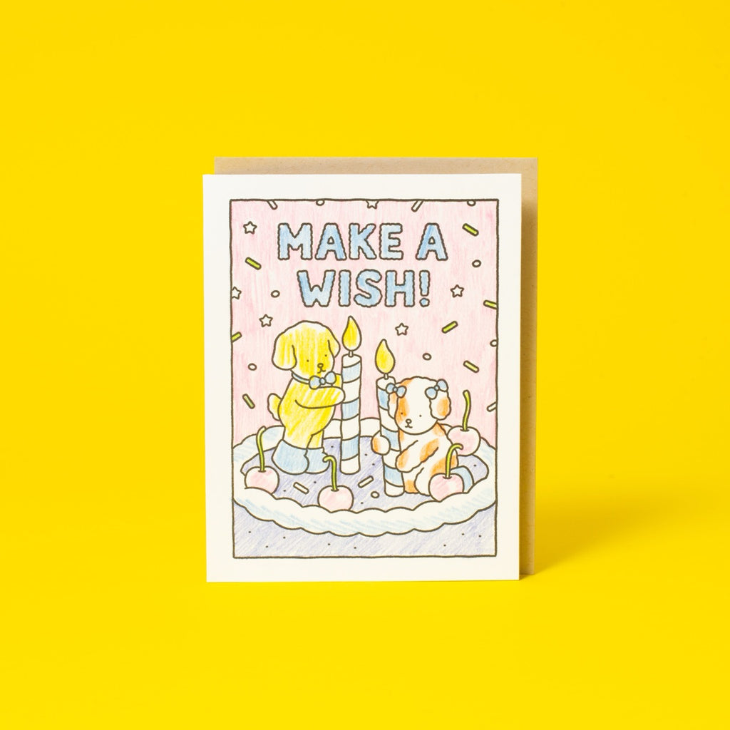 Birthday Wish Puppies DIY Bobbie Goods Coloring Letterpress Greeting Card