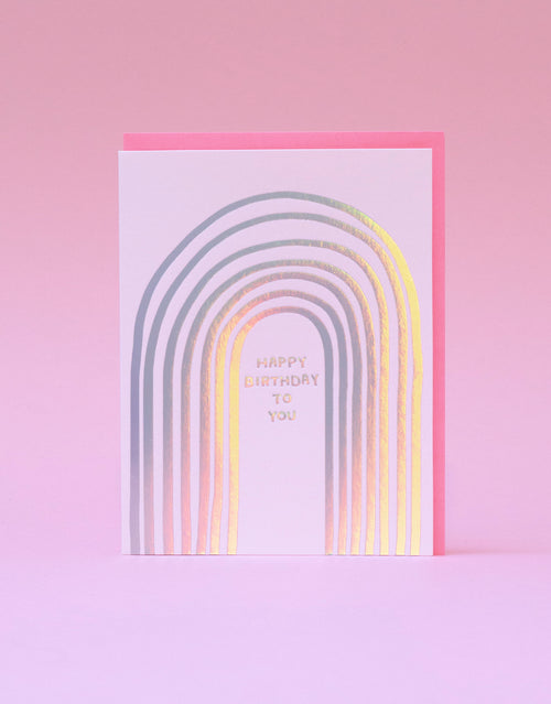 Holographic Rainbow Birthday Letterpress Greeting Card