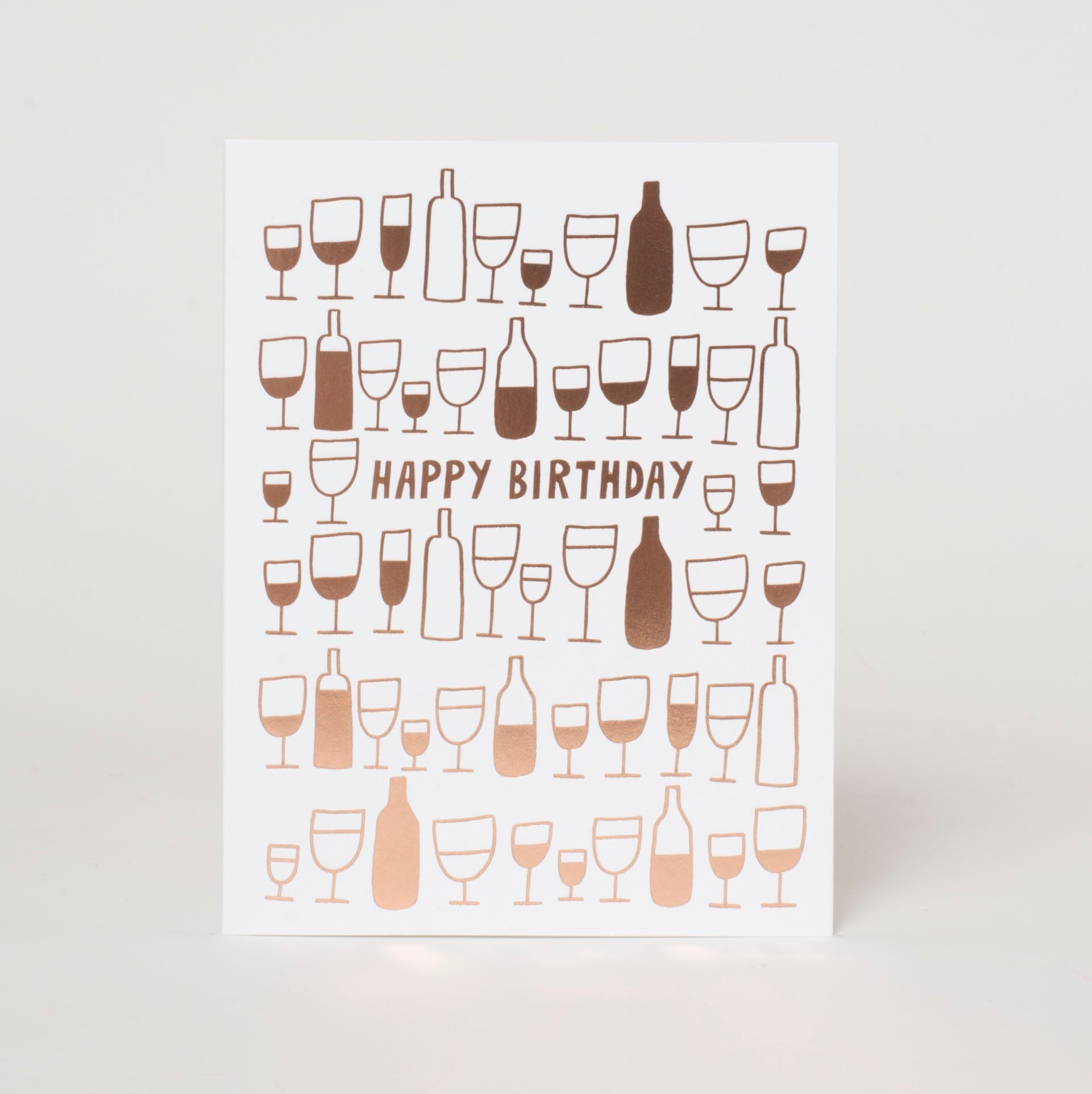 Happy Birthday Wine Glasses Letterpress Greeting Card