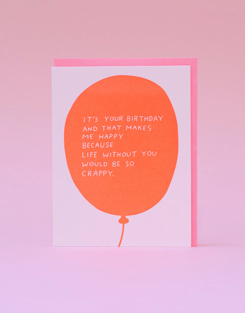 Birthday Balloon Funny Letterpress Greeting Card