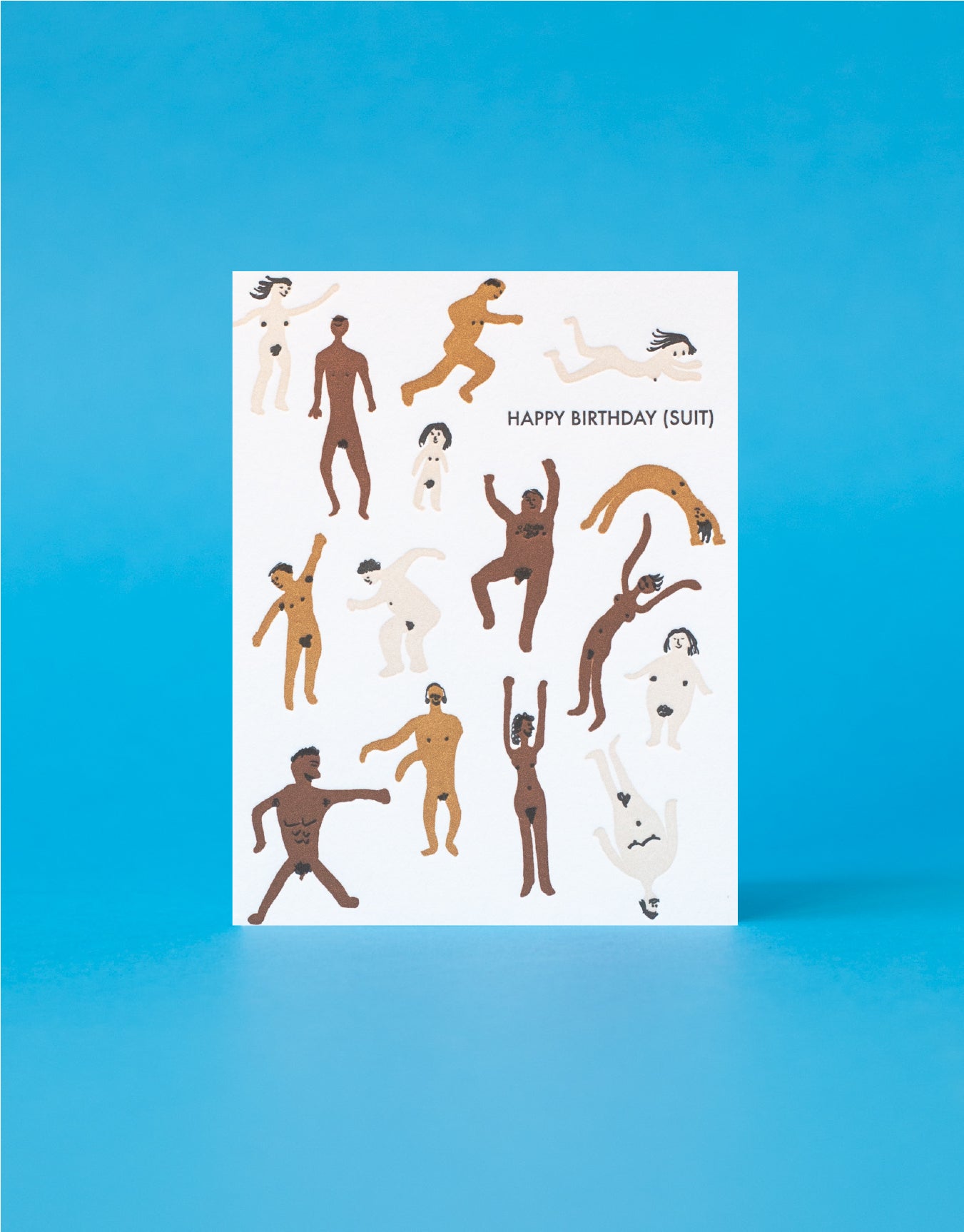 Birthday Suits Funny Nudie Characters Letterpress Greeting Card