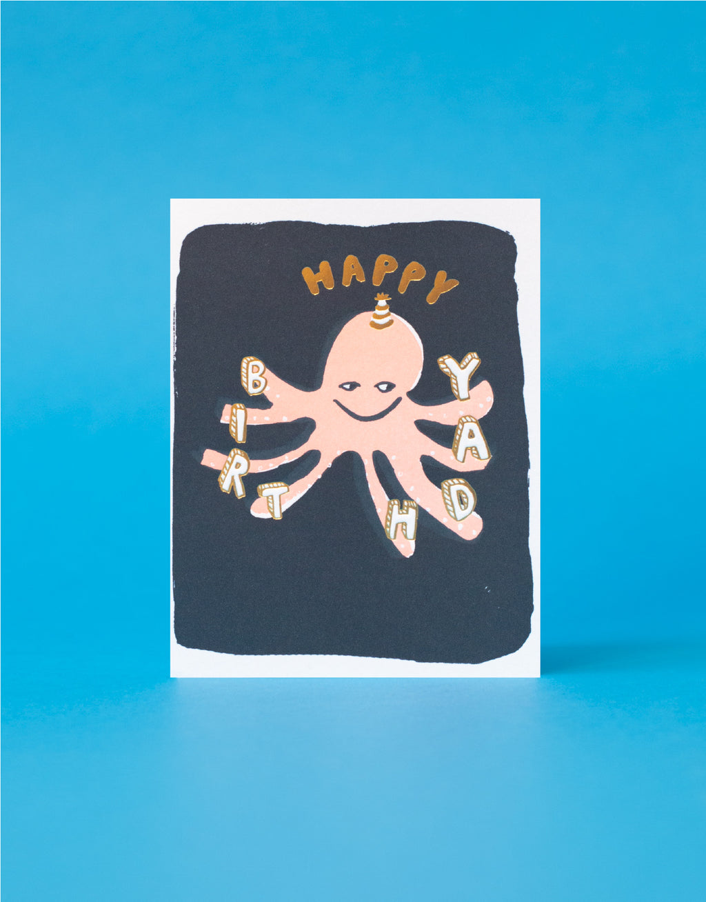 Octopus Birthday Letterpress Greeting Card