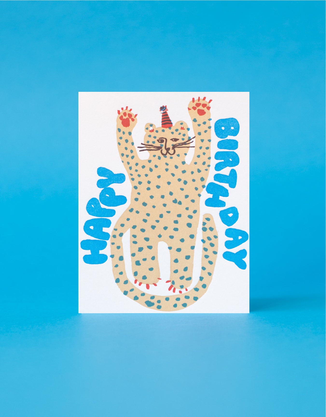 Party Cheetah Birthday Letterpress Greeting Card