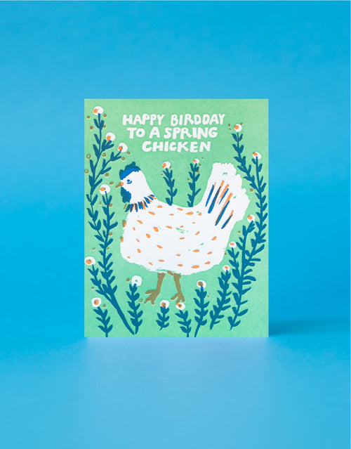 Spring Chicken Birthday Letterpress Greeting Card