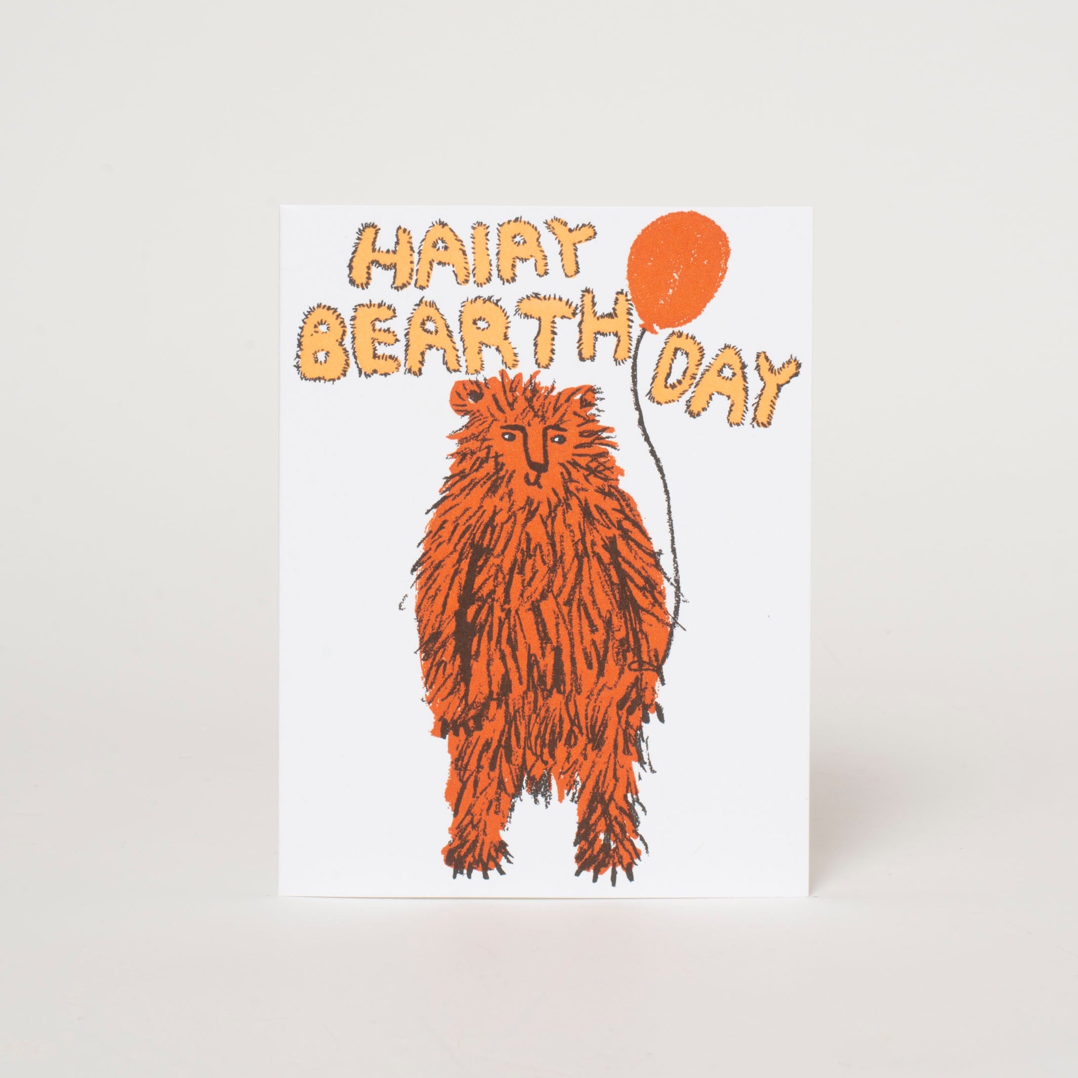 Hairy Birthday Bear Letterpress Greeting Card