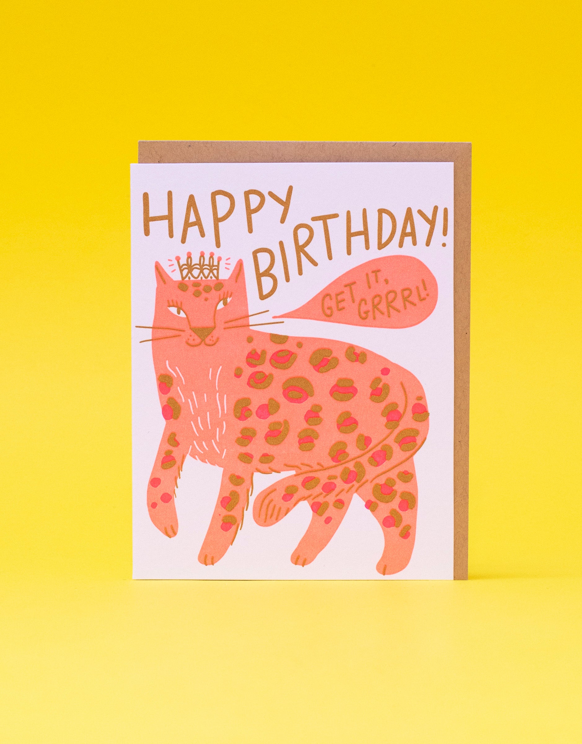 Birthday Girl Leopard Letterpress Greeting Card