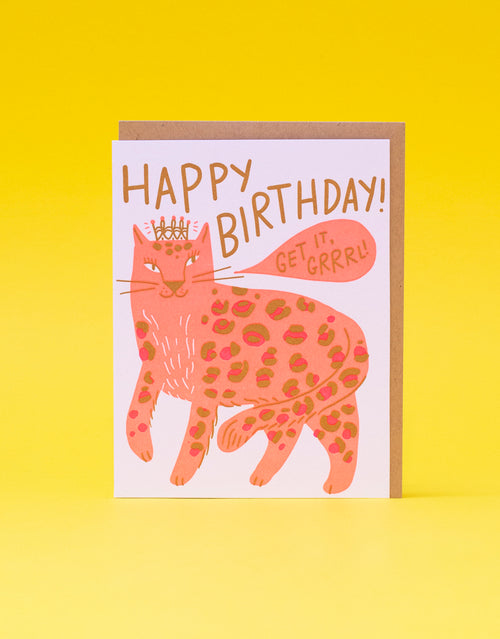 Birthday Girl Leopard Letterpress Greeting Card