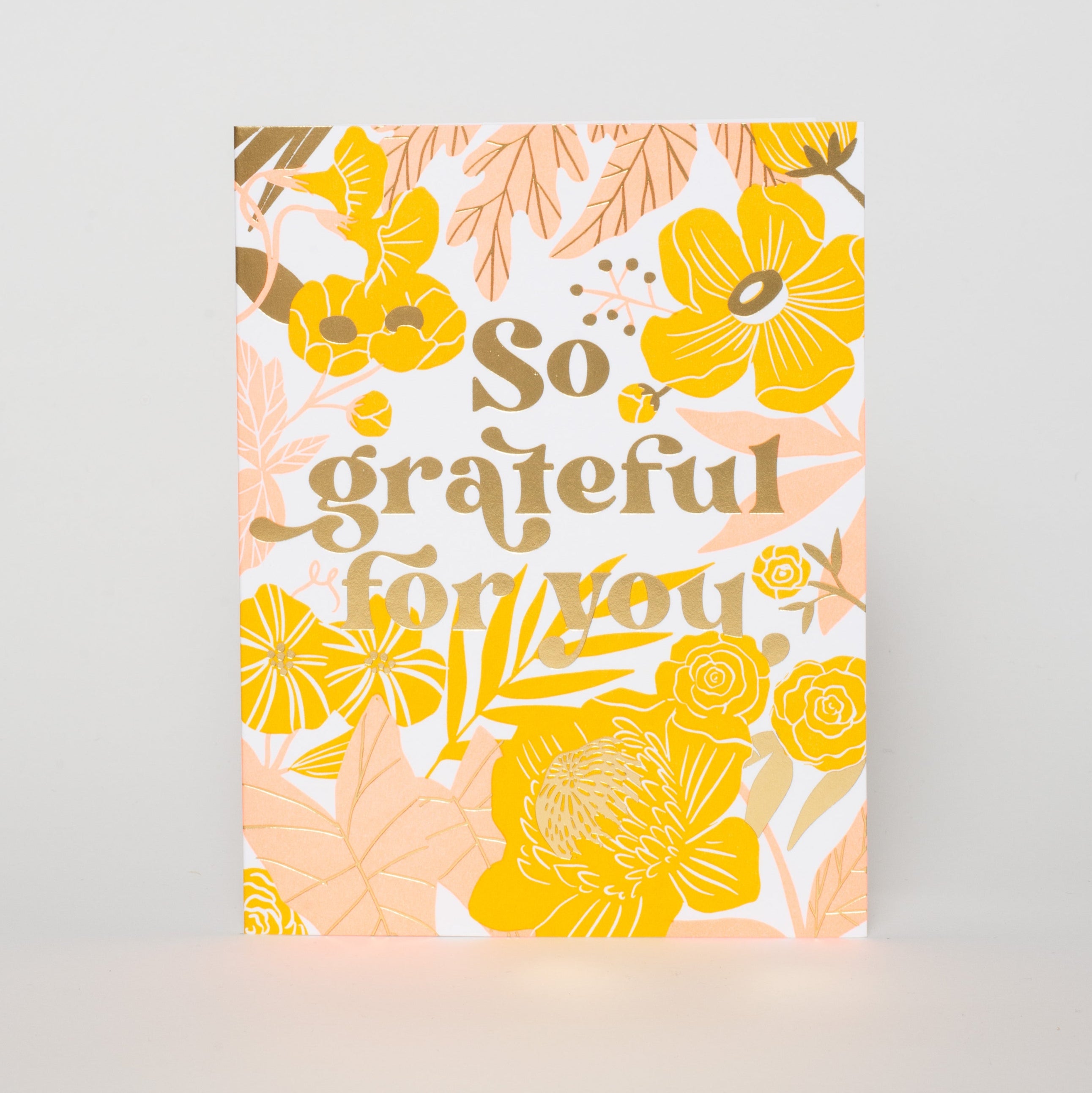 So Grateful Gold Floral Letterpress Greeting Card
