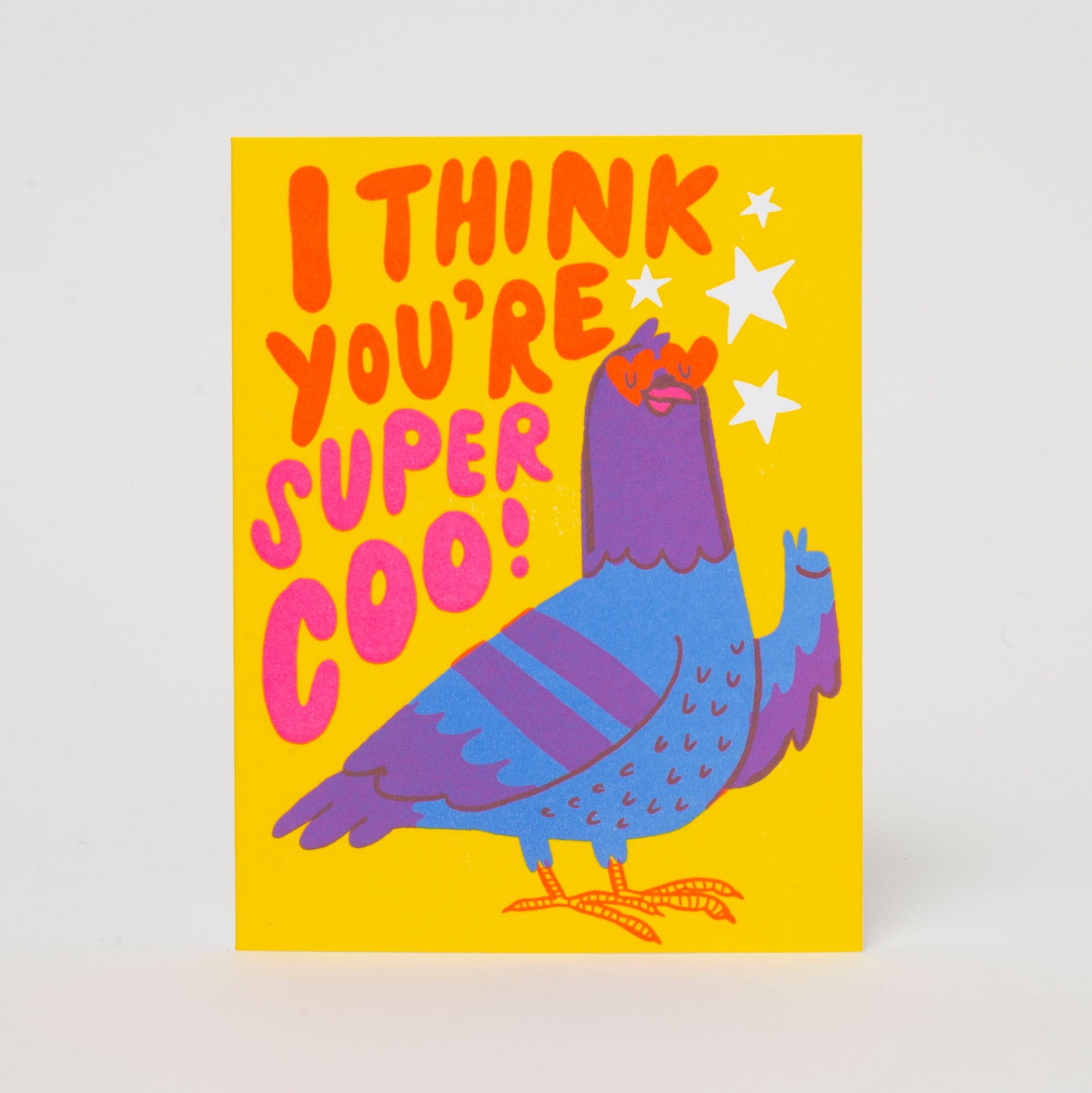 Super Coo Pigeon Friendship Letterpress Greeting Card