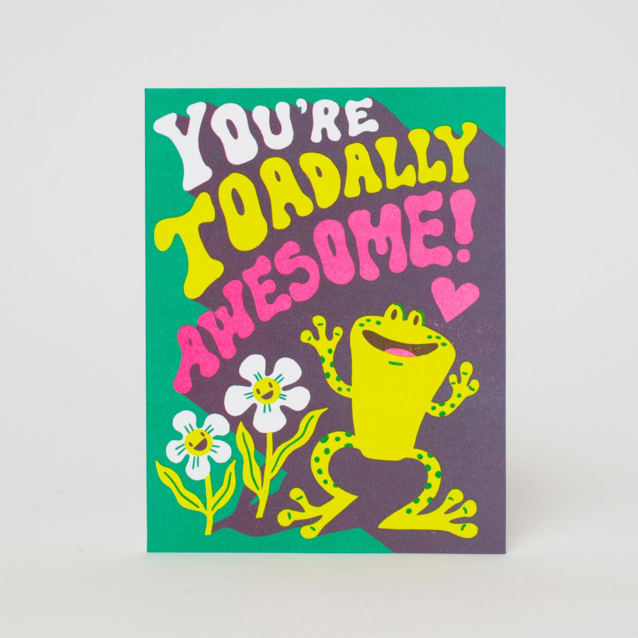 Toadally Awesome Frog Letterpress Greeting Card