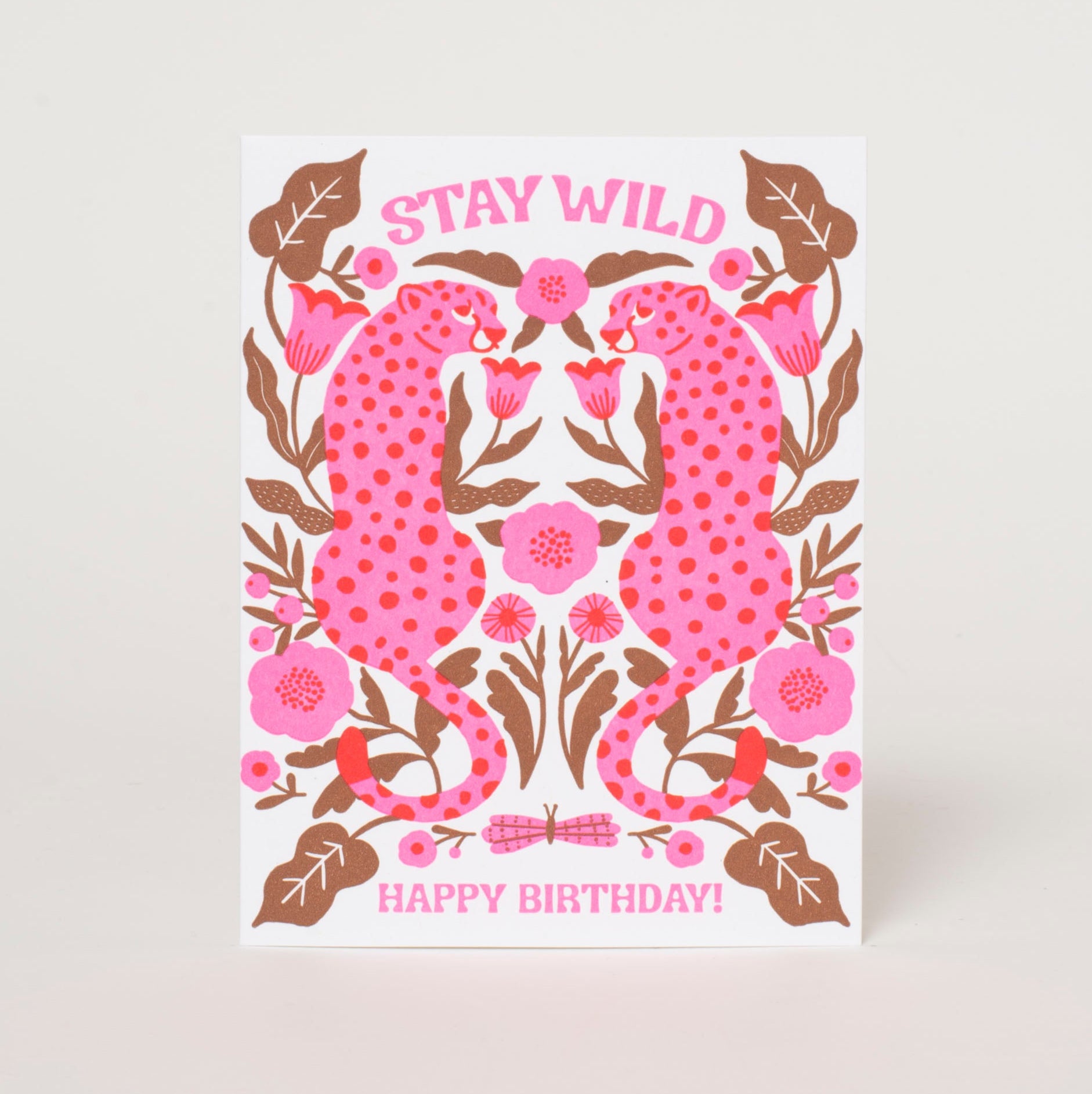 Stay Wild Leopards Birthday Letterpress Greeting Card