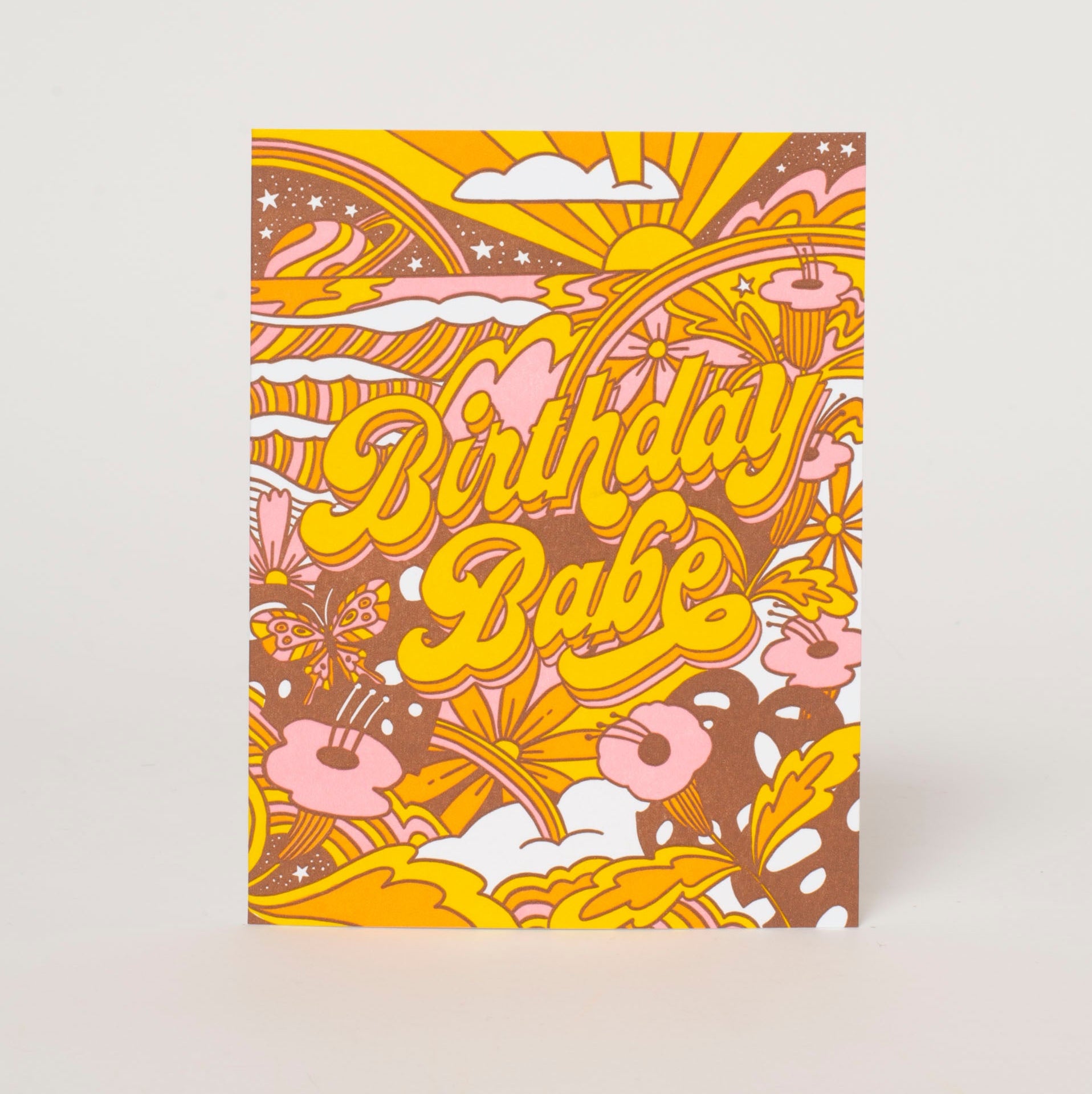 Trippy Birthday Babe Letterpress Greeting Card