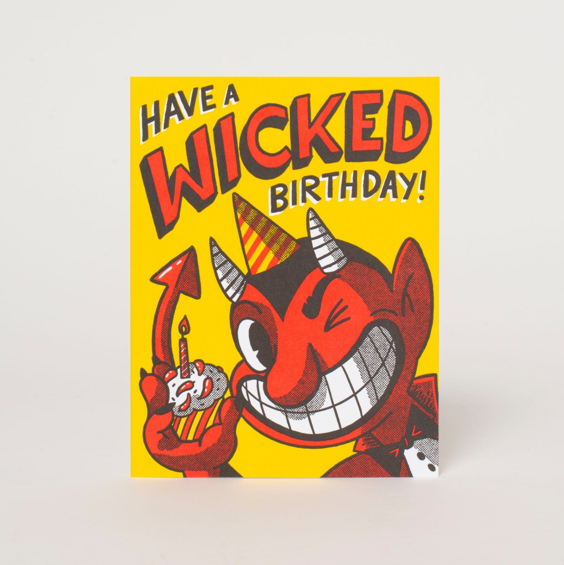 Wicked Birthday Devil Letterpress Greeting Card