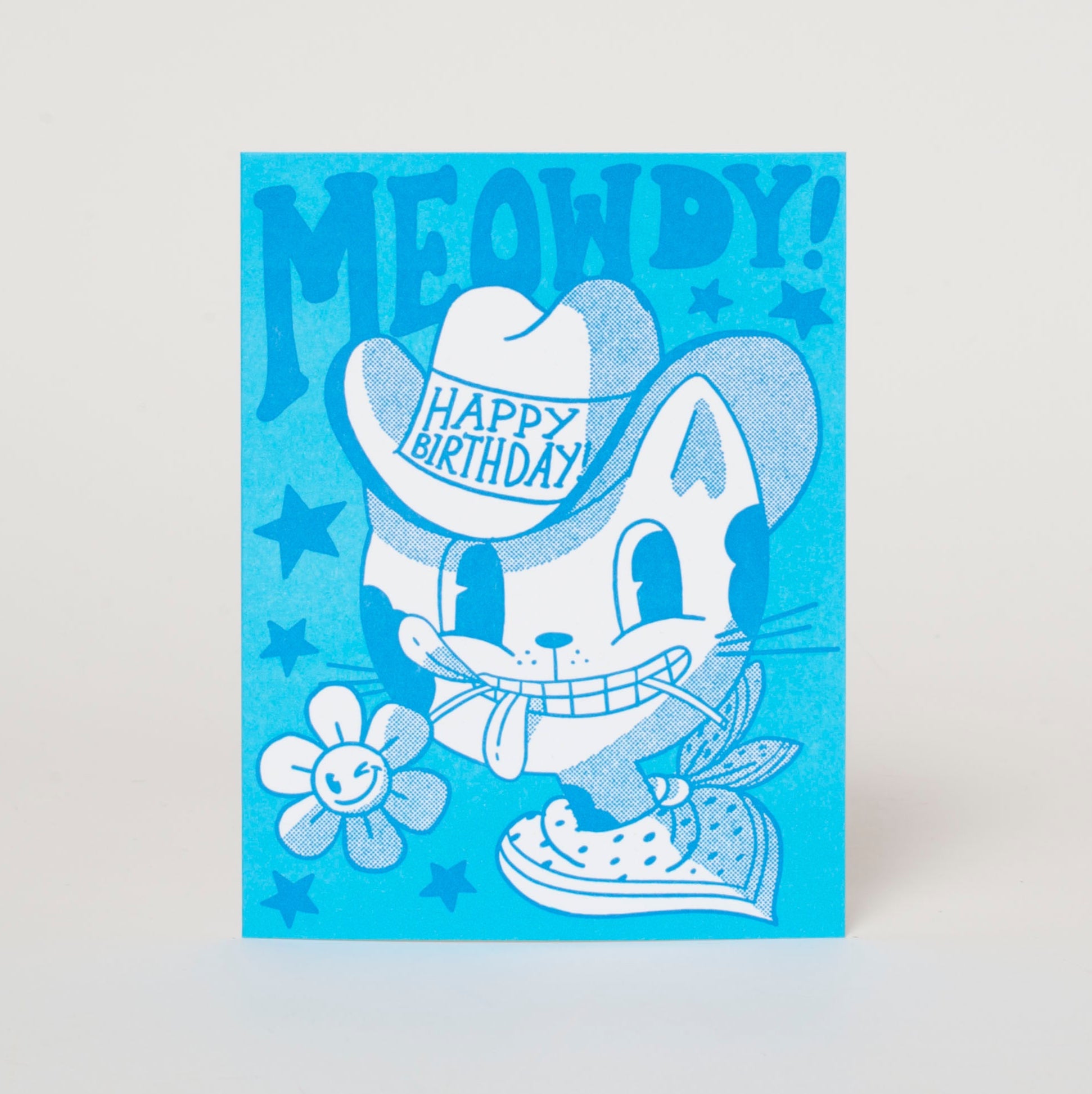 Meowdy Cat Birthday Letterpress Greeting Card