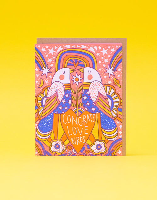 Love Birds Wedding Letterpress Greeting Card