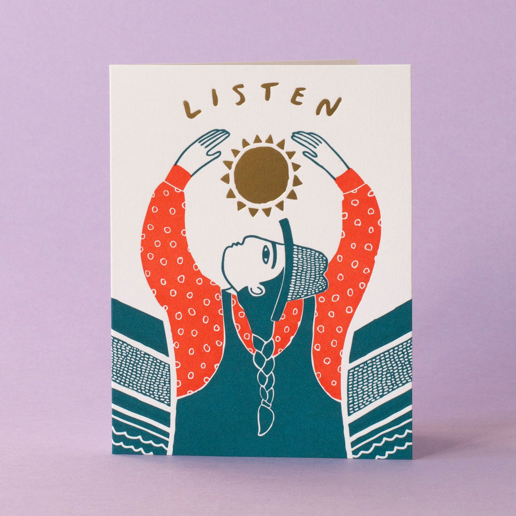 Listen Farm Scene Letterpress Greeting Card