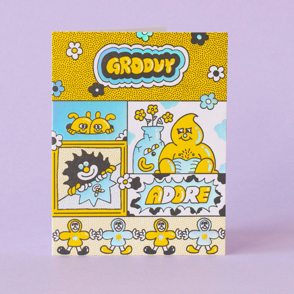 Groovy Adore Letterpress Greeting Card